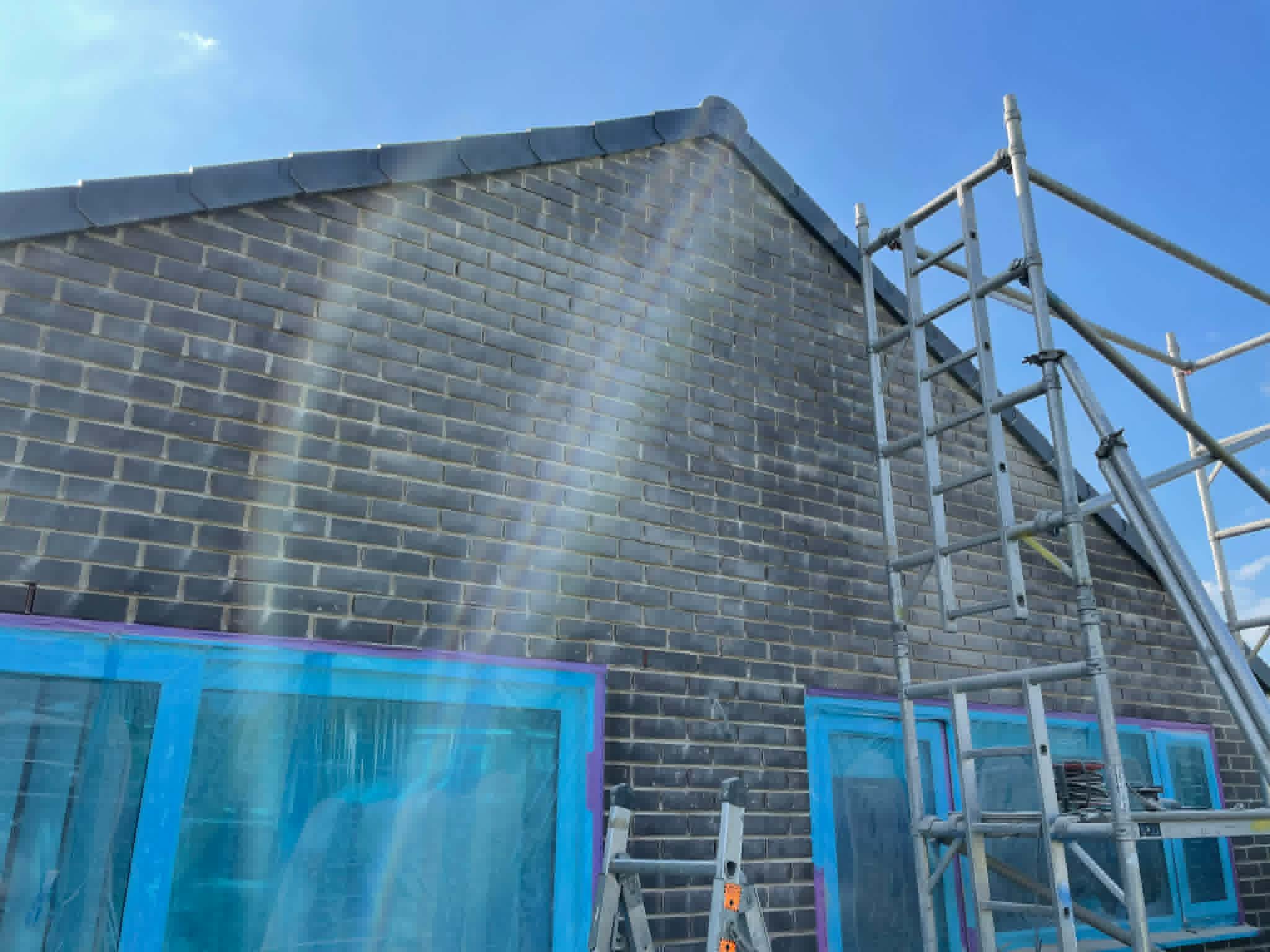 Fresh repointing work on a residential property in Darlington — mortar joints restored around window