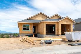 Single-story home mid-construction