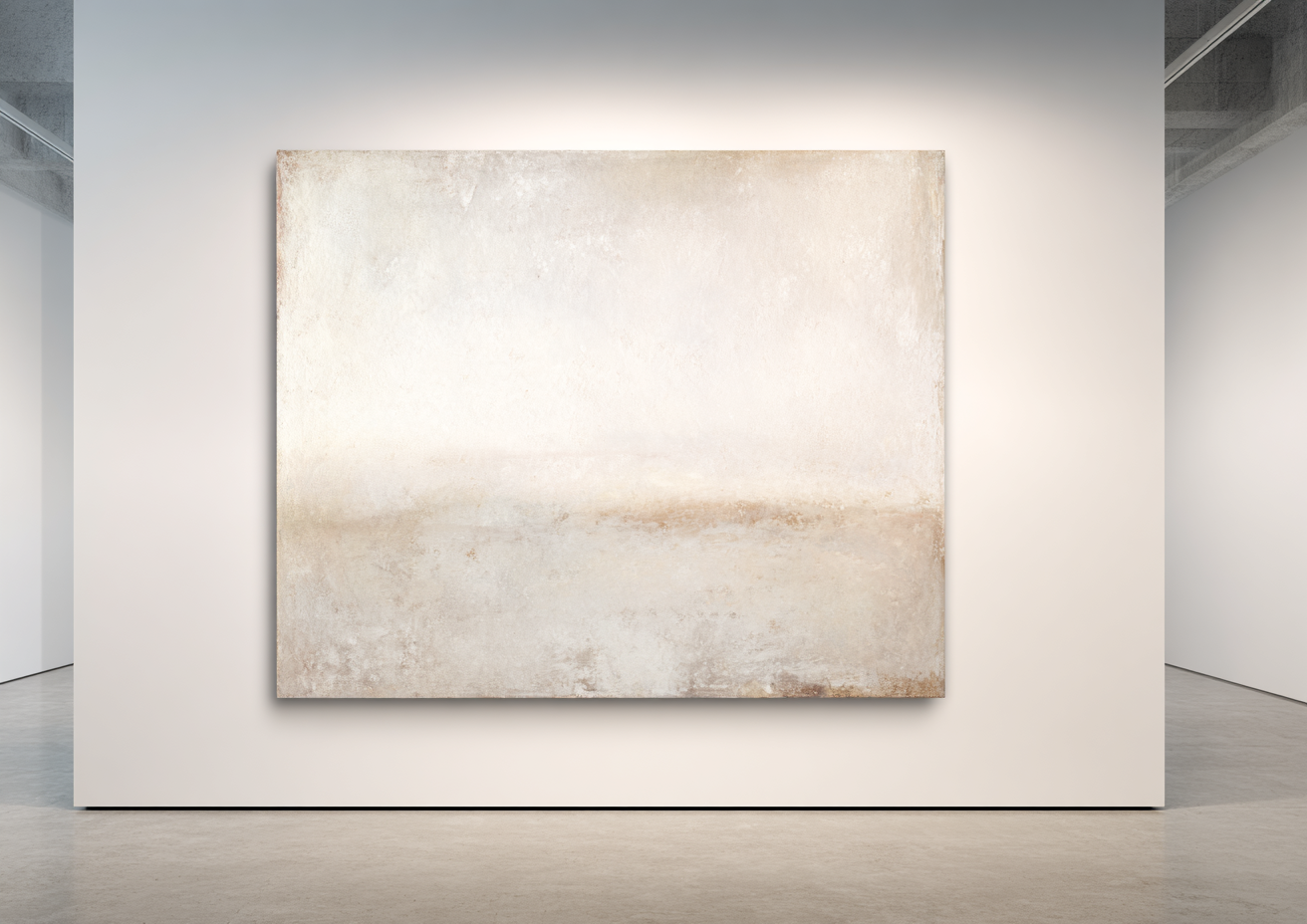 Large horizontal piece with cream-white sky and soft taupe horizon line