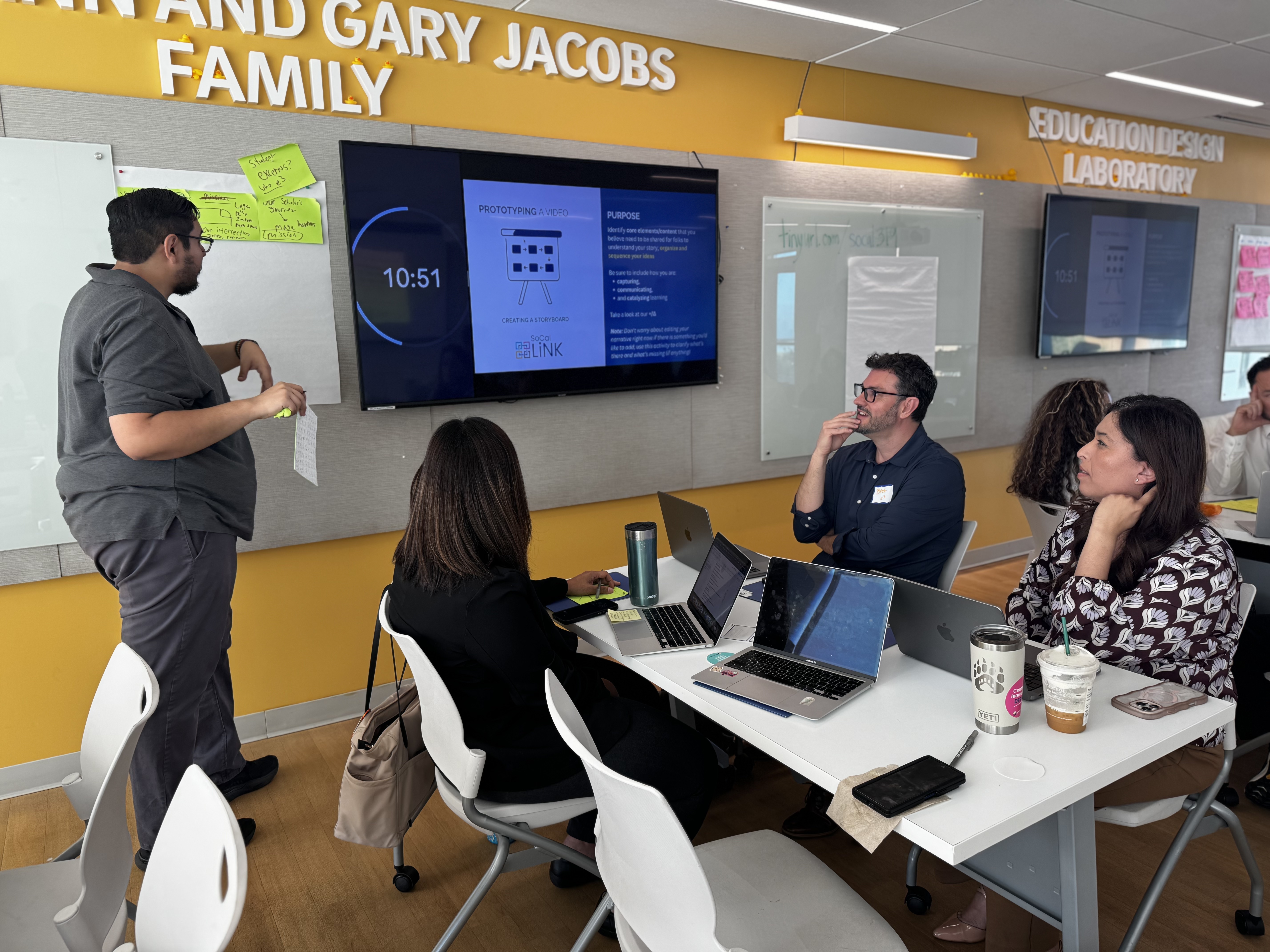 e3 Civic High team working in the Education Design Laboratory during a SoCal LiNK session