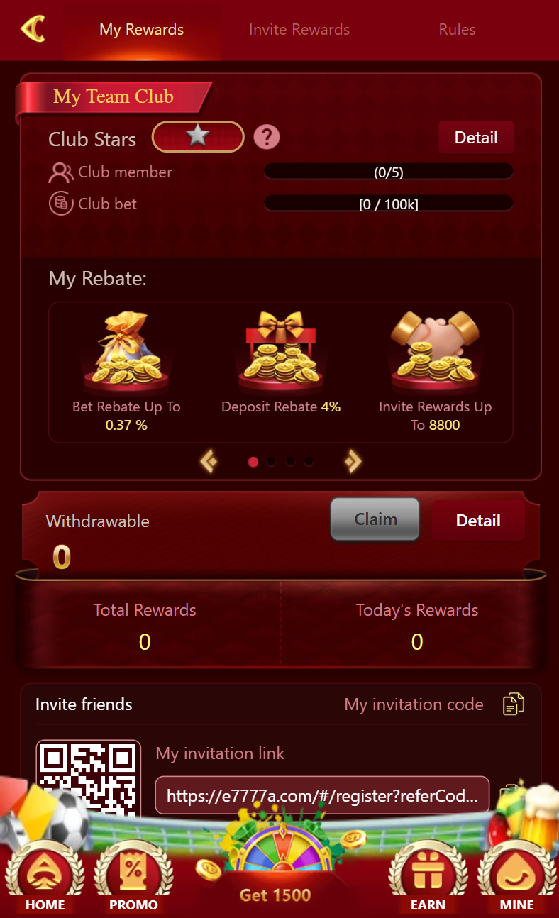 E7777 rewards dashboard screenshot