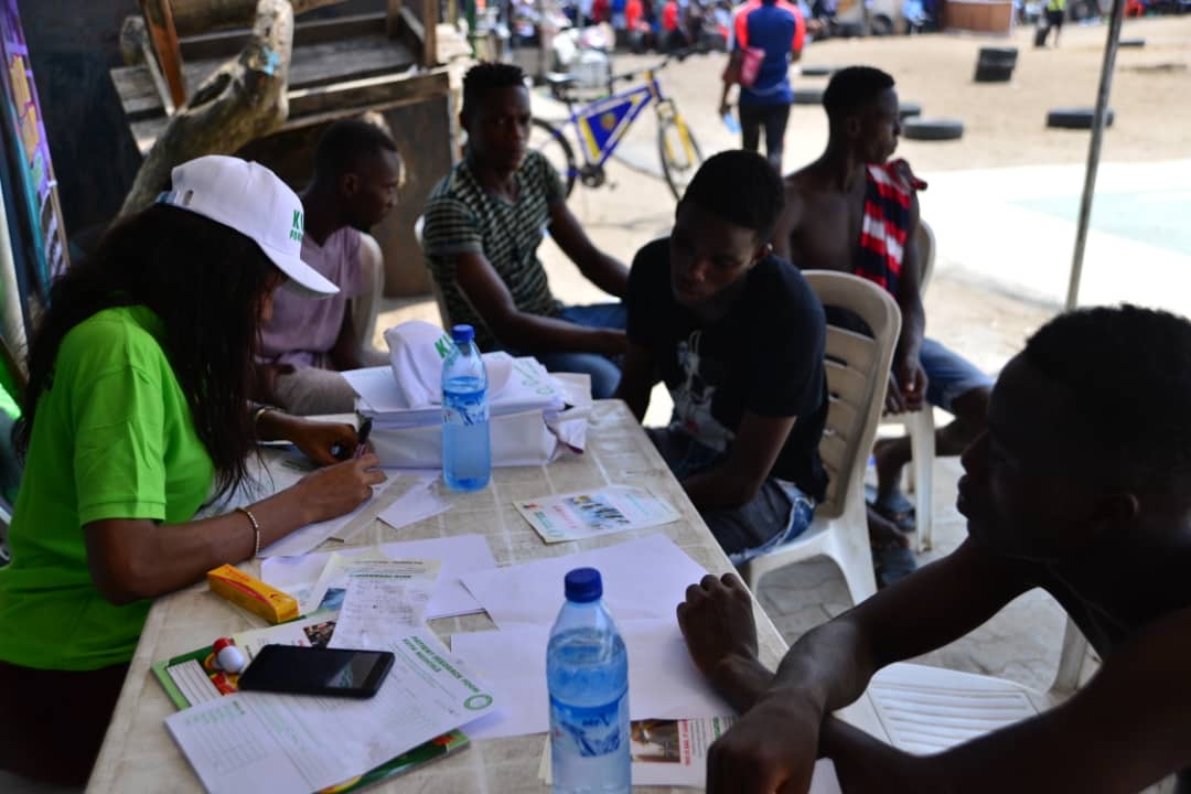 Young players registering for free health screening