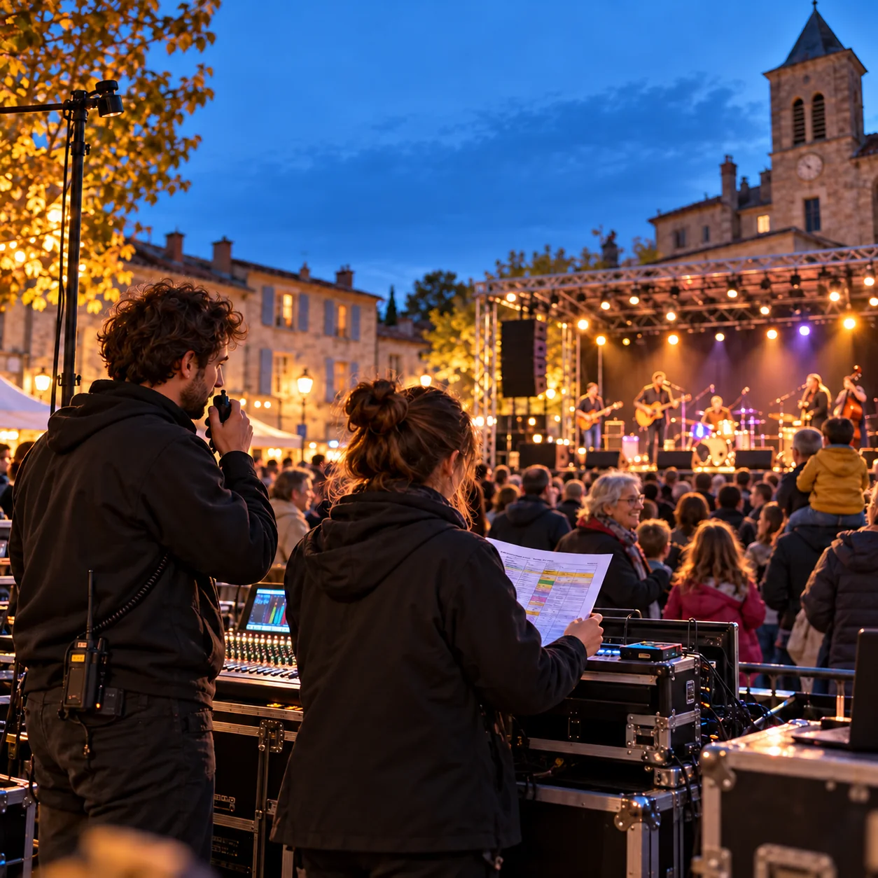Public réuni autour d’un concert dans une destination