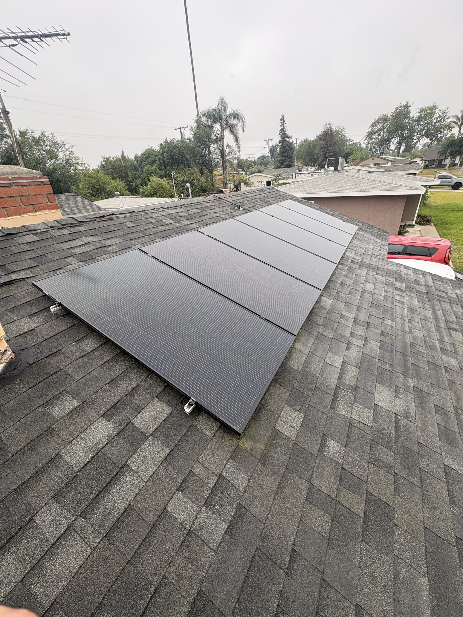 Pristine solar panels after professional cleaning