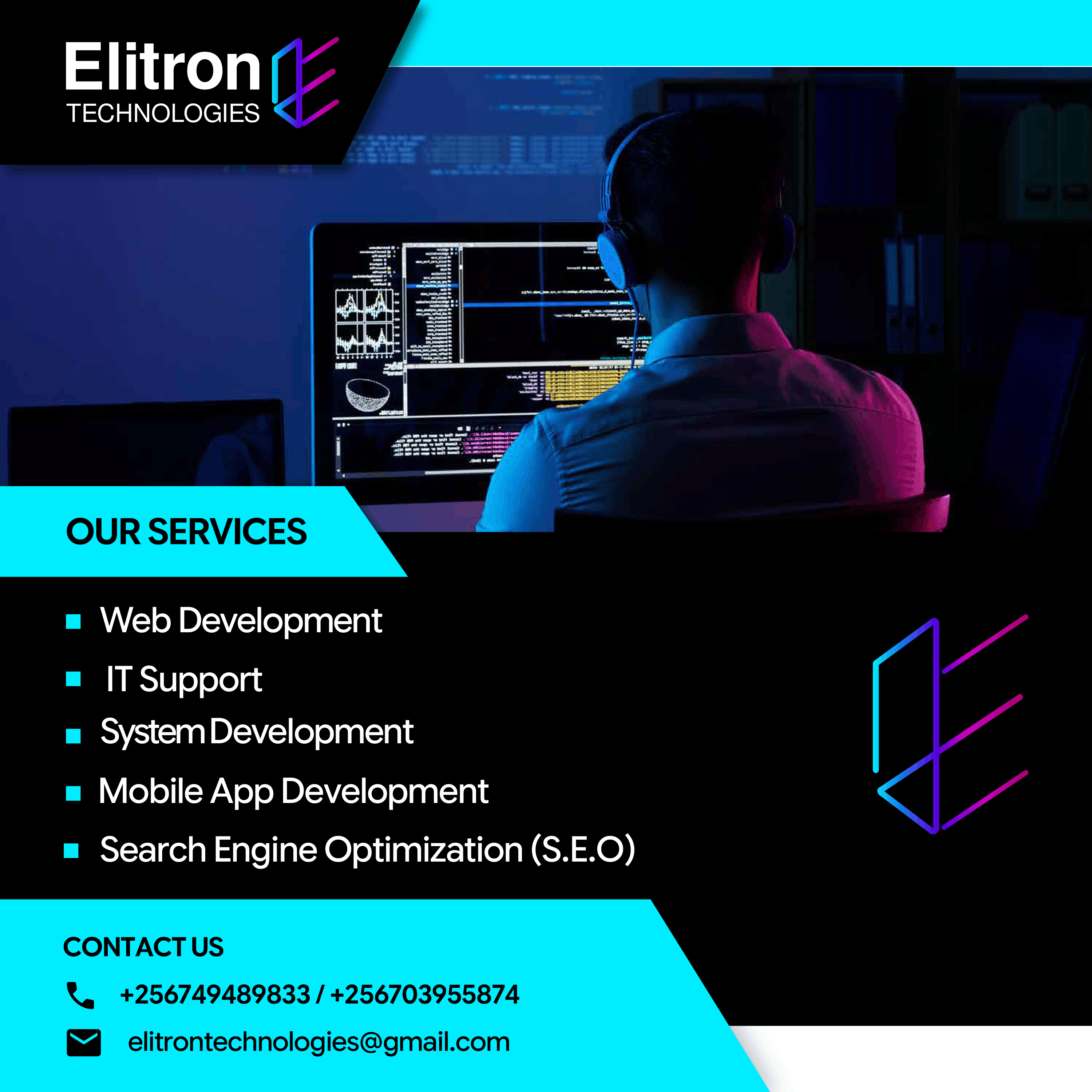 Elitron Technologies brand and software development imagery