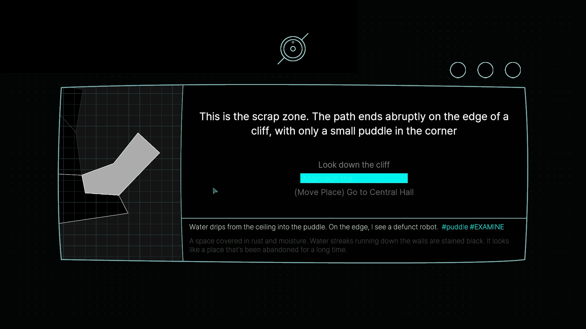 EVER gameplay interface showing exploration choices in a scrap zone