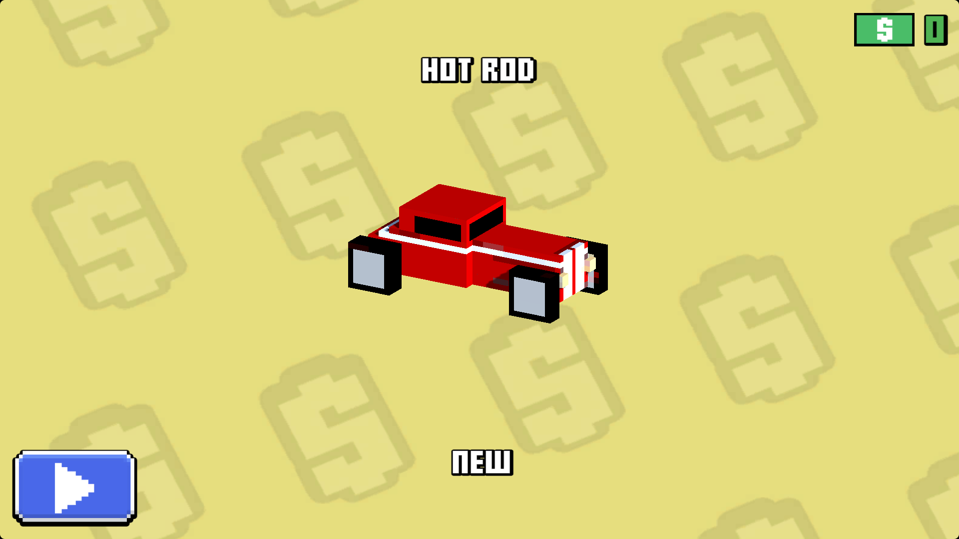 Hot Rod car selection screen