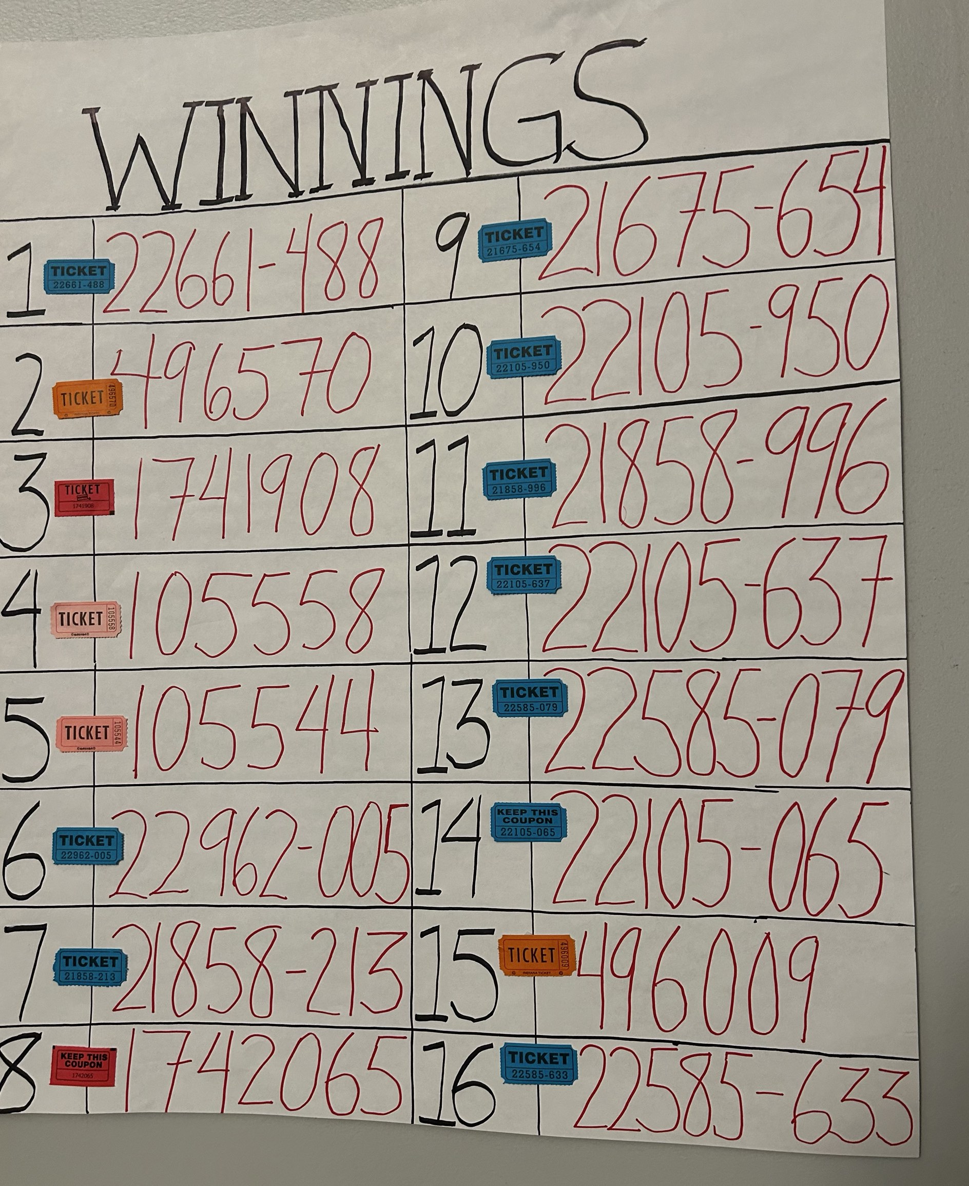 Winning tickets 1-16