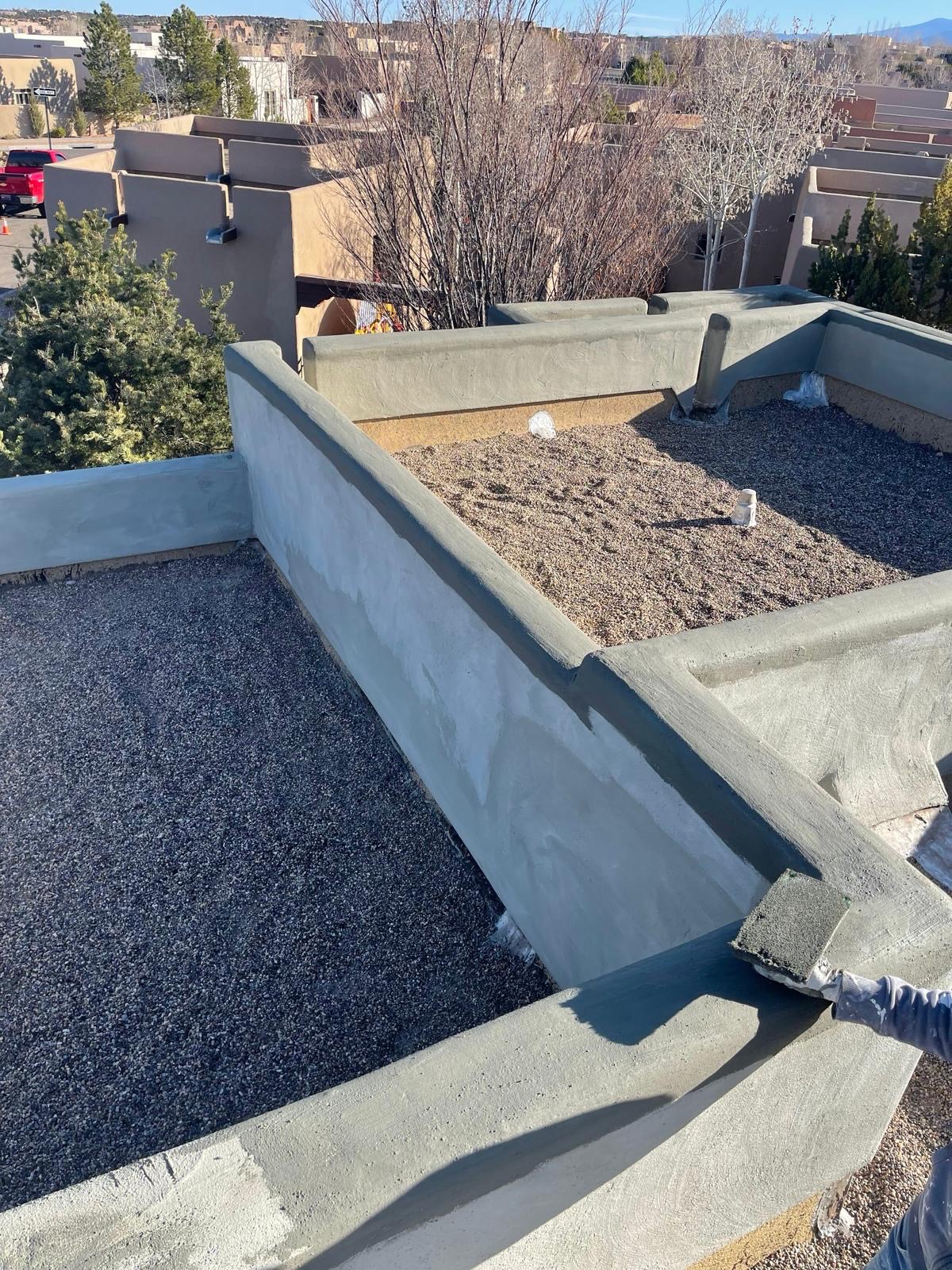 Rooftop stucco parapet walls in progress