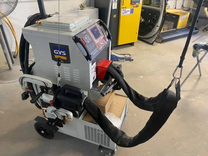 GYS spot welder and stud puller equipment used for collision repair at Factory Finish