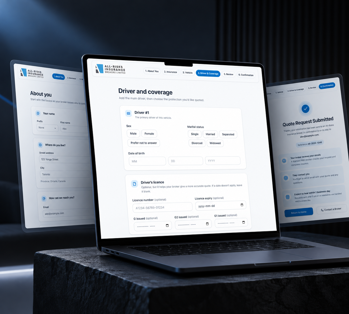 Digital Quote & Onboarding final interface