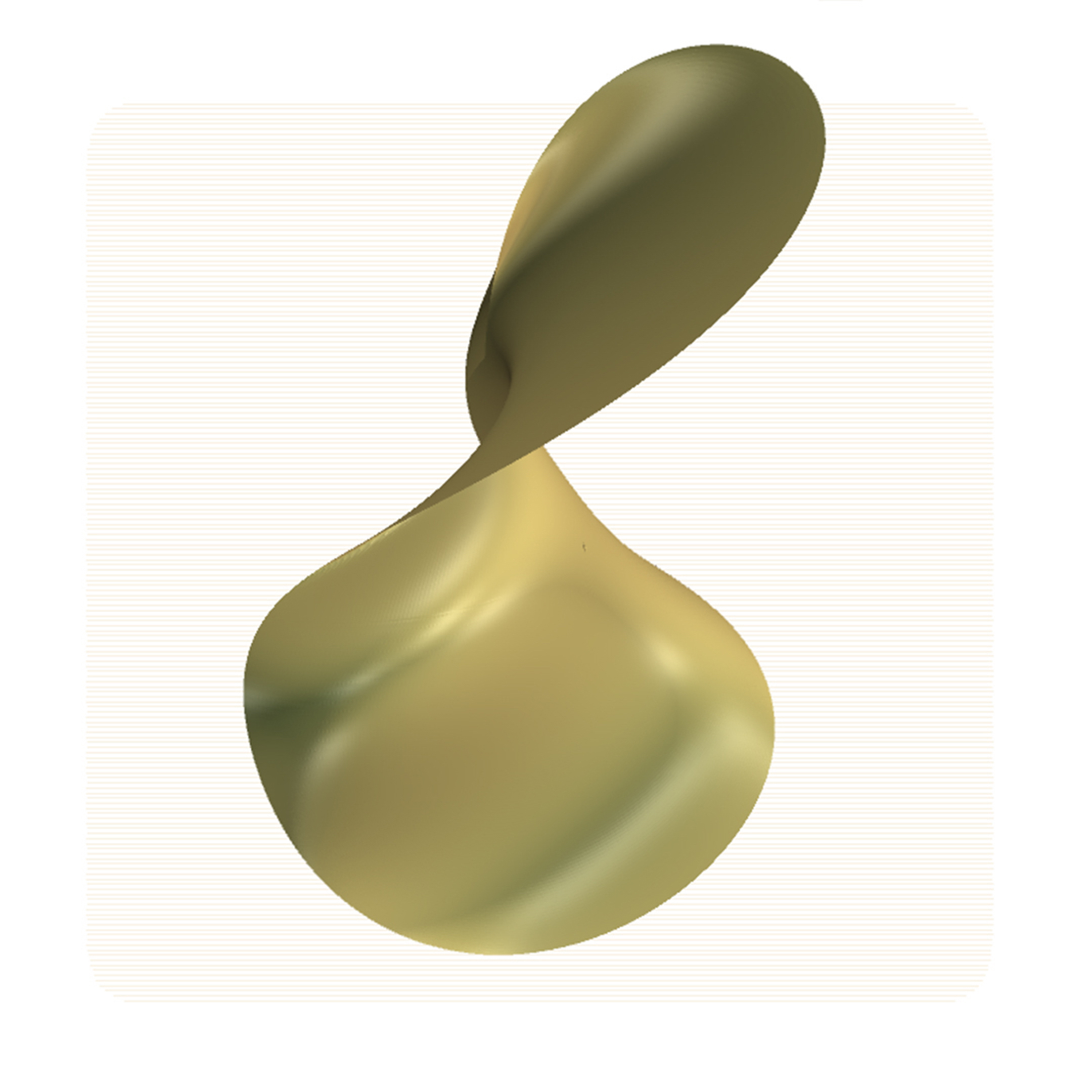 Twisted olive-gold organic 3D form with flowing curves, part of the Nine Forms series
