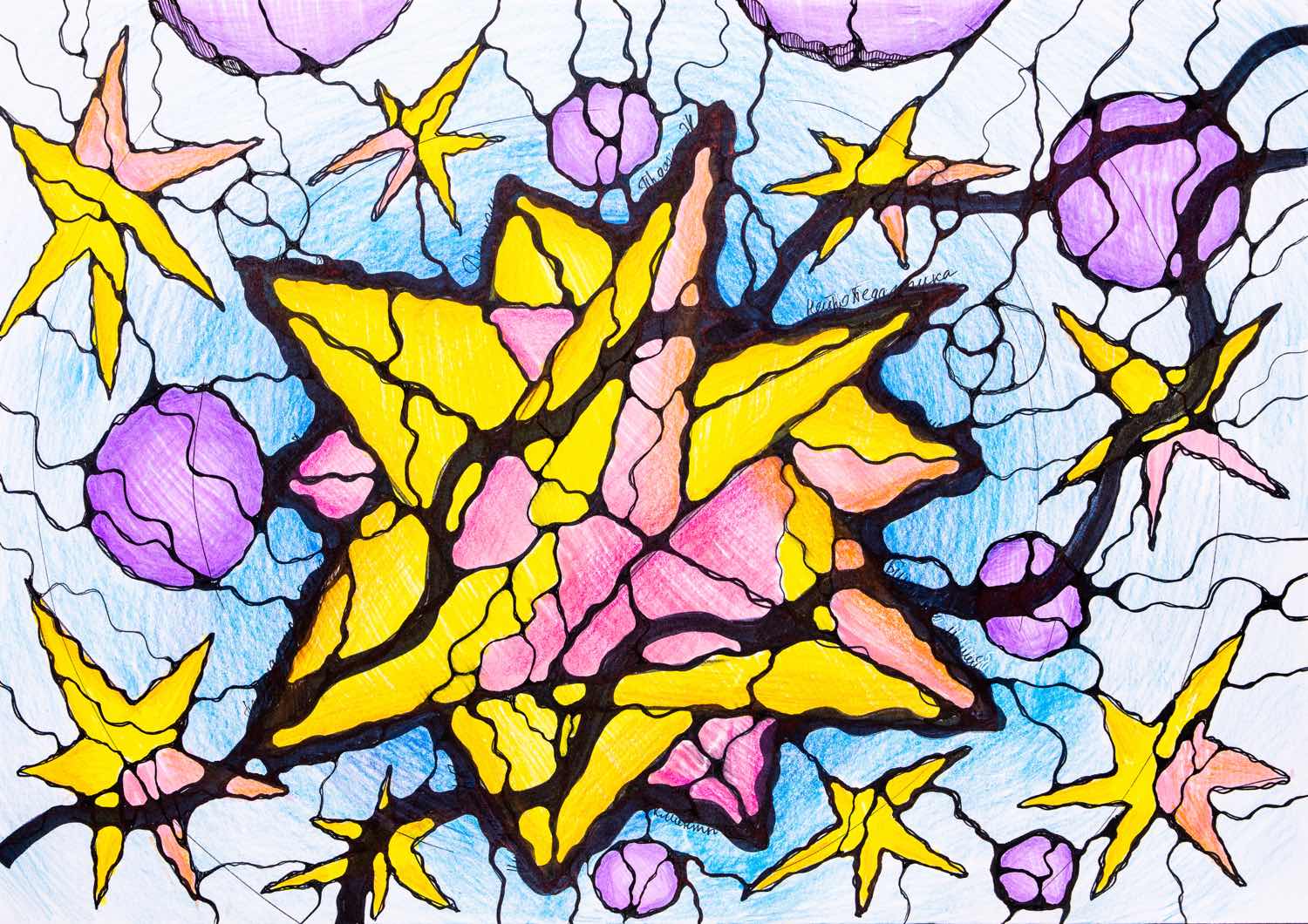 Pink and yellow neurographics artwork