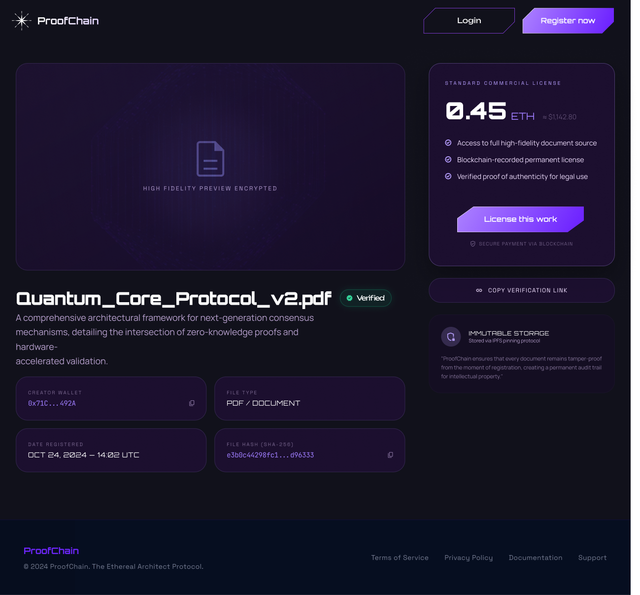 ProofChain File Detail Page