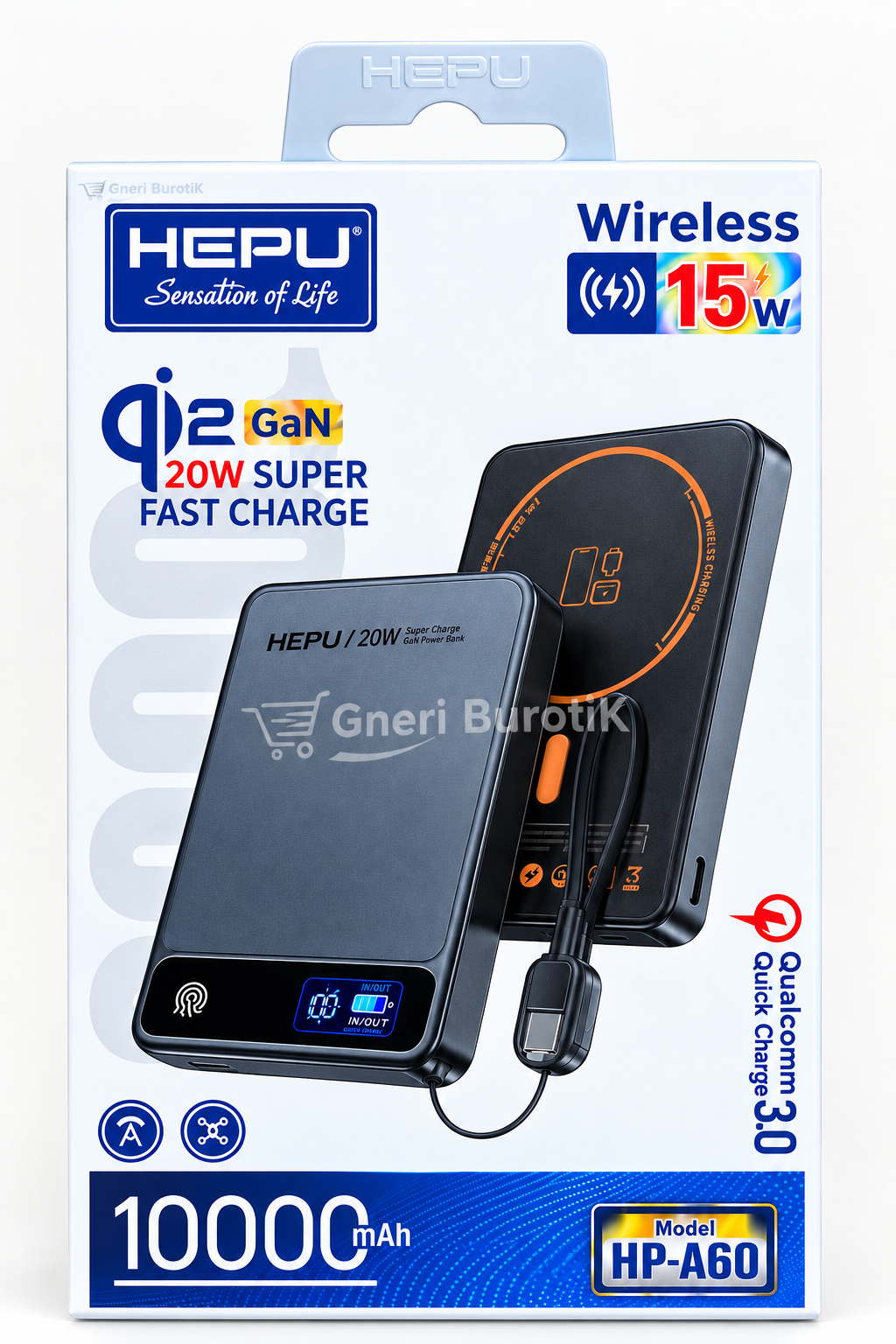SOVO Sans Fil HP-A60 10000mAh Gris - Charge Rapide