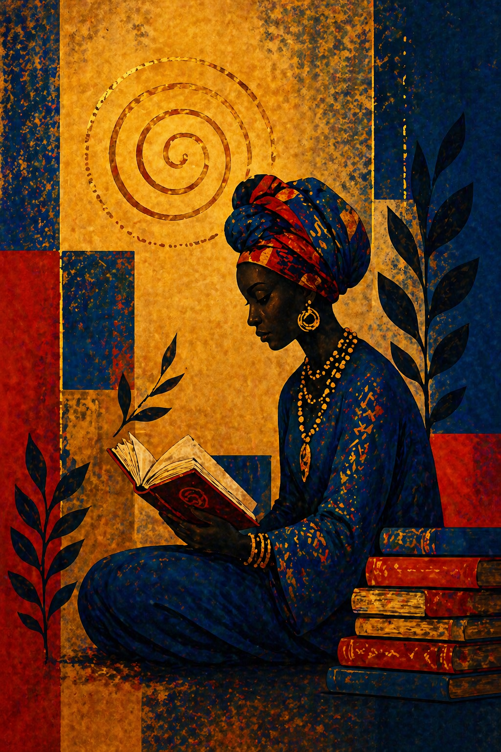 Mujer leyendo libros sagrados - Biblioteca Espiritual SORO