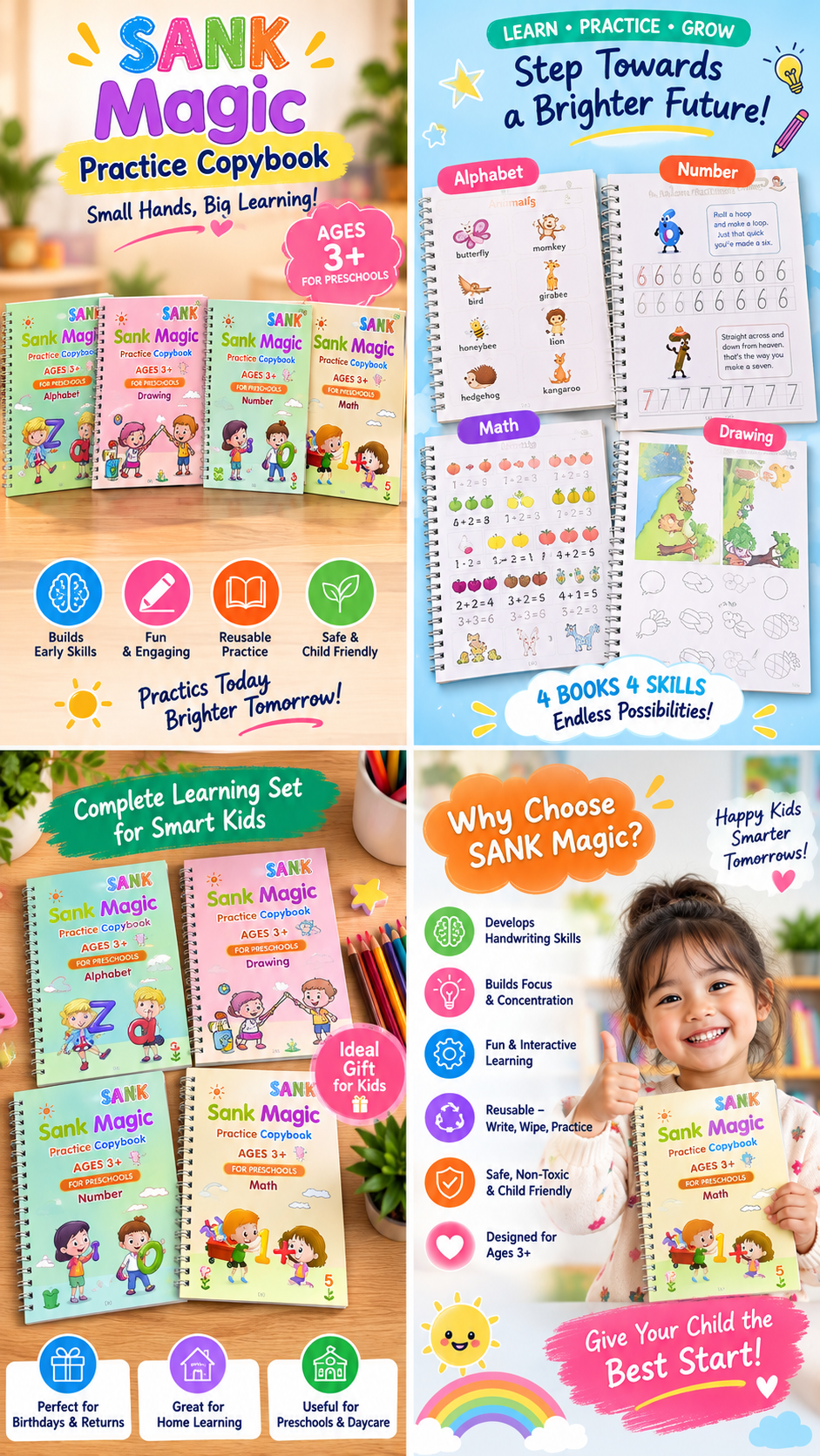 SANK Magic Practice Copybook learning set for preschool children