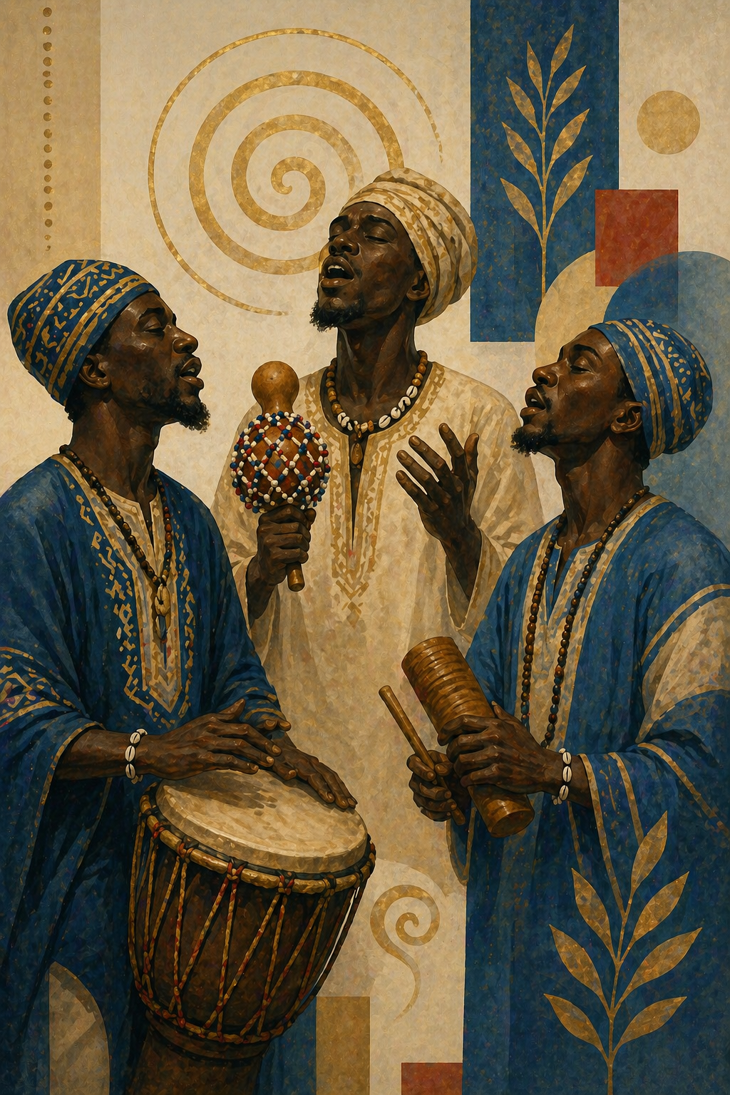 Músicos tocando tambores y cantando suyeres - Cantos sagrados SORO