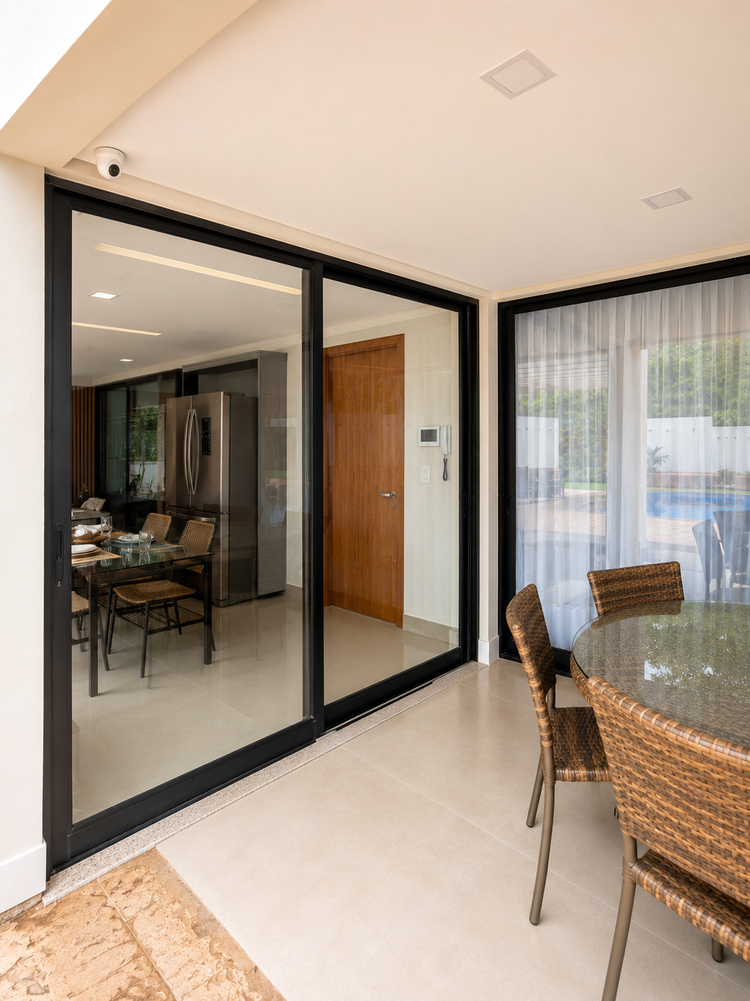 Porta de correr para área externa