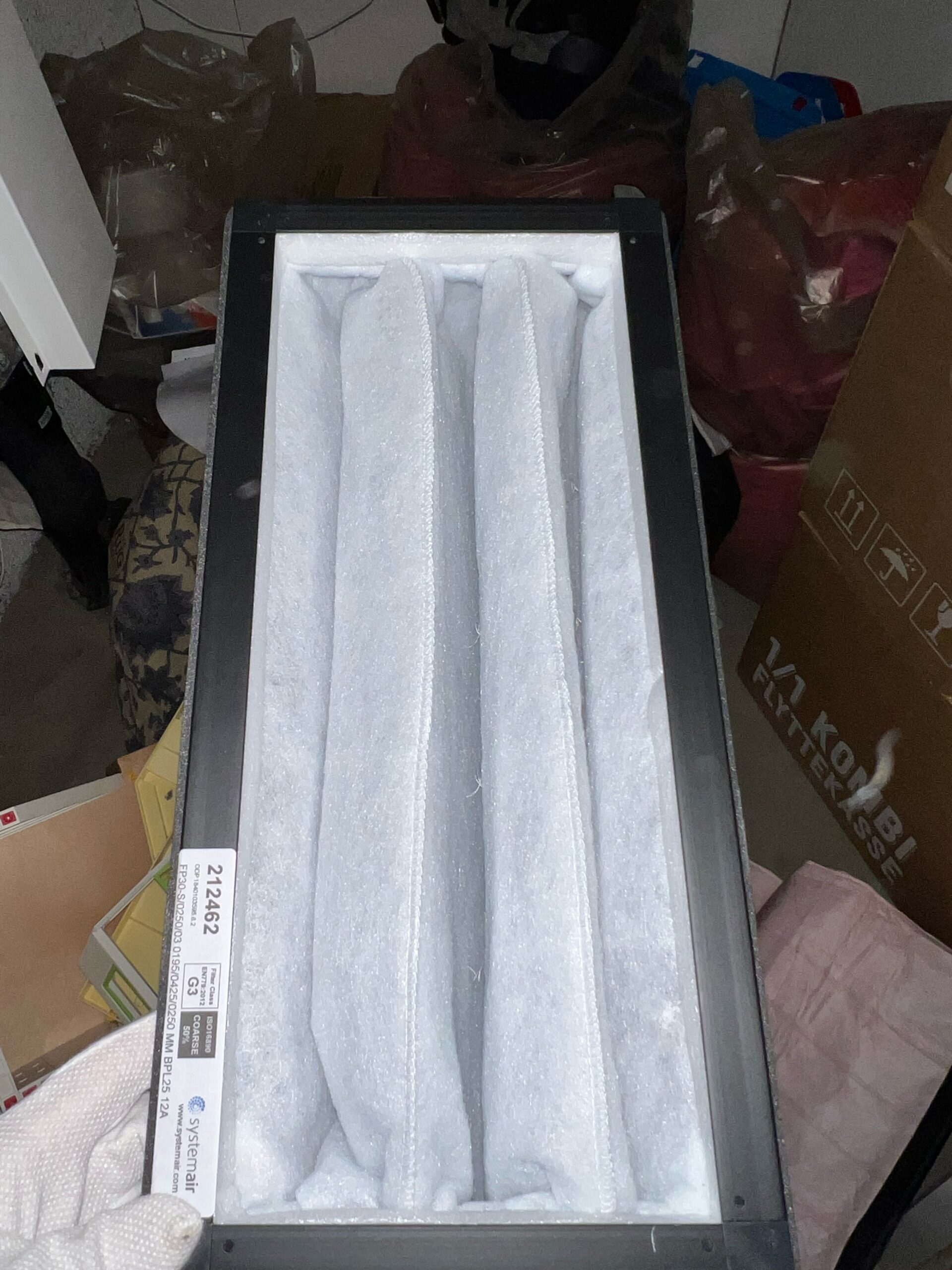 Nytt, rent HVAC-filter — etter bytte