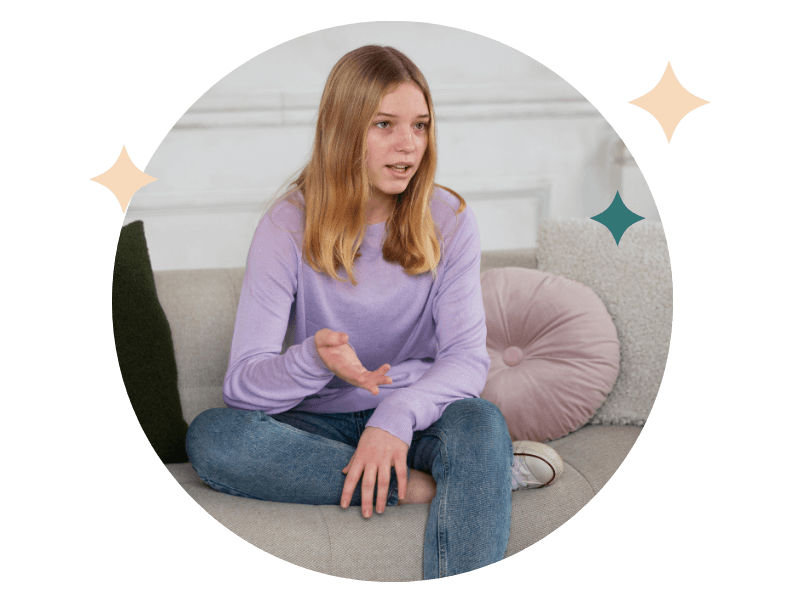 Adolescente em terapia com Dra. Flávia Meneghel