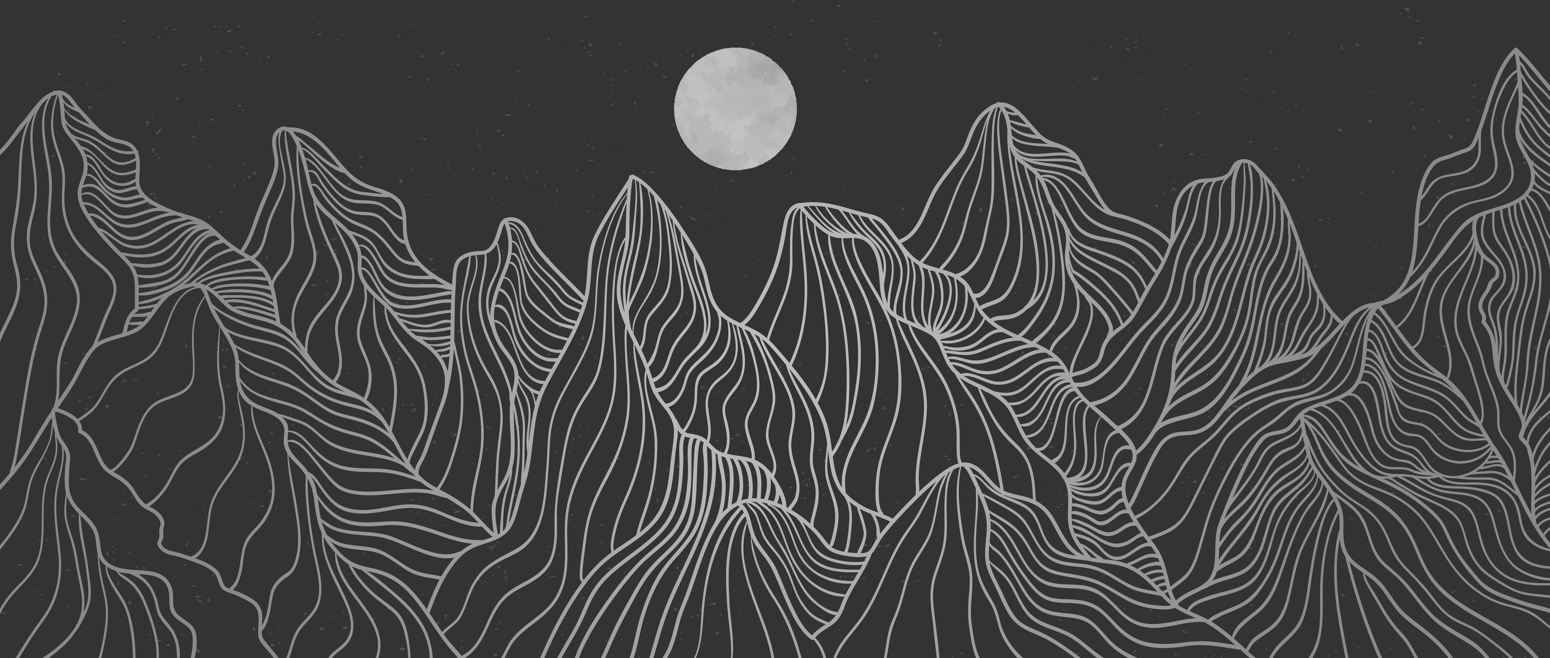Stylized mountain landscape with moon