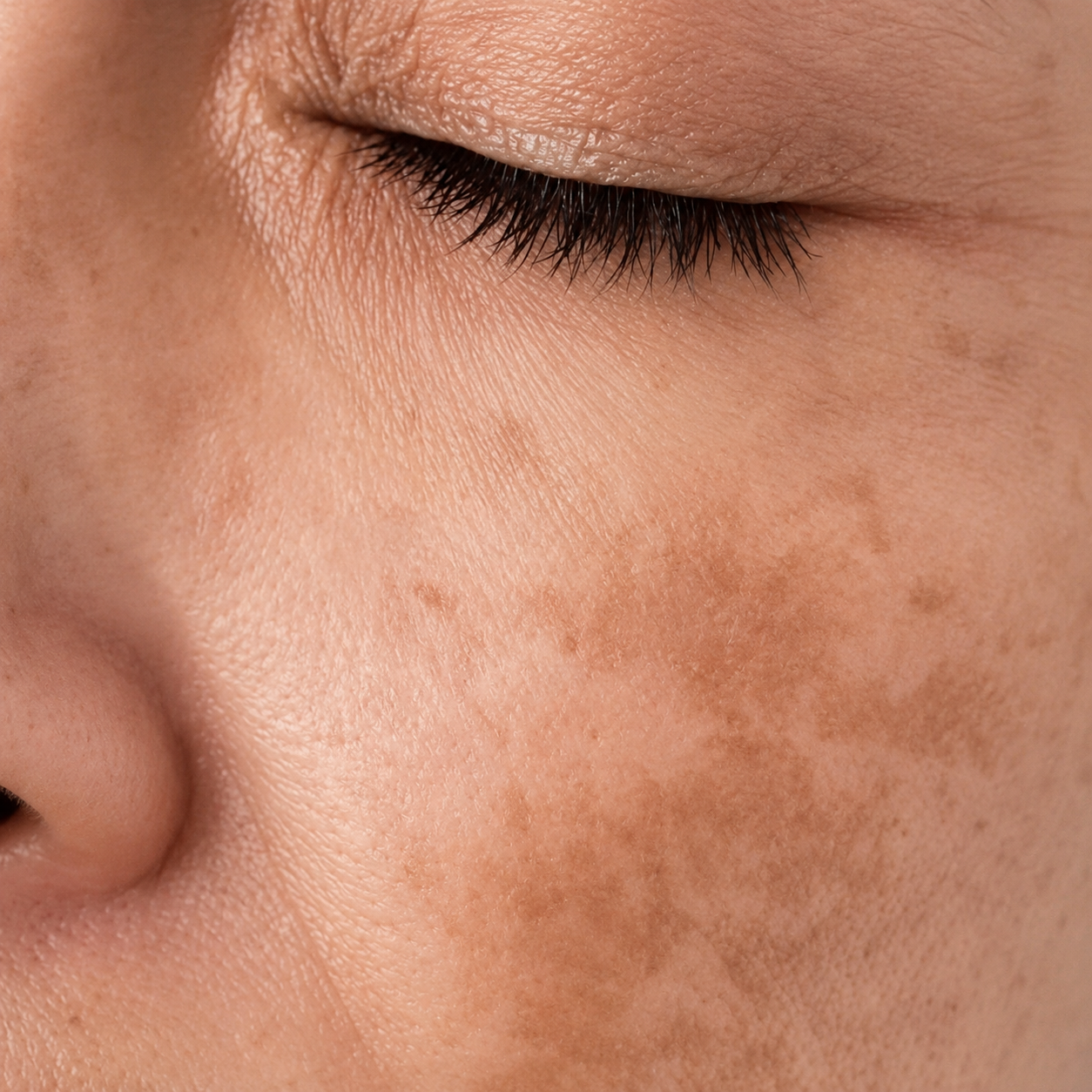 Piel con manchas de melasma pronunciadas antes del tratamiento