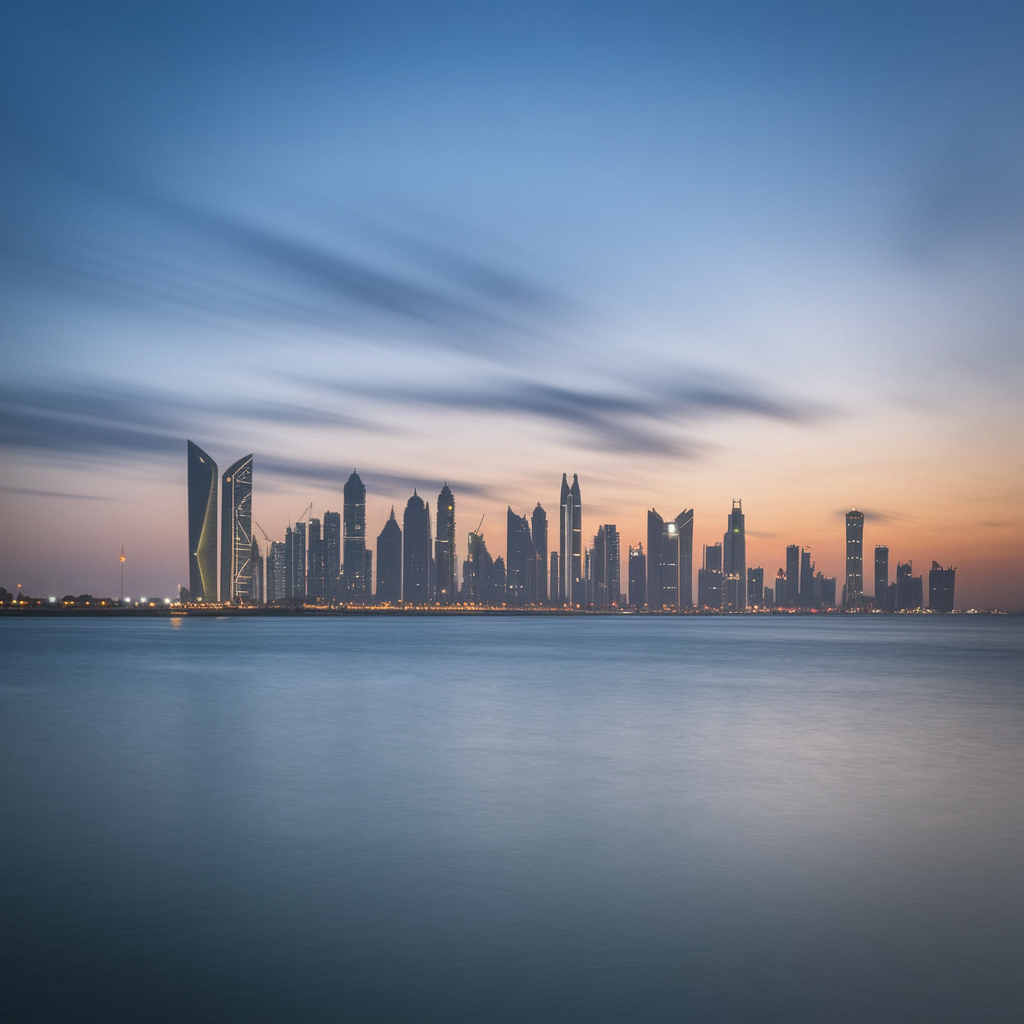 Stunning panoramic view of Doha's skyline at sunset, reflecting Qatar's modern development