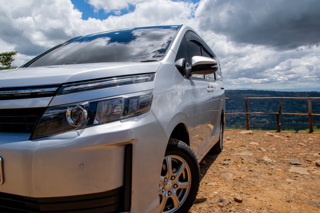 Close view of the Toyota Voxy front and headlamp