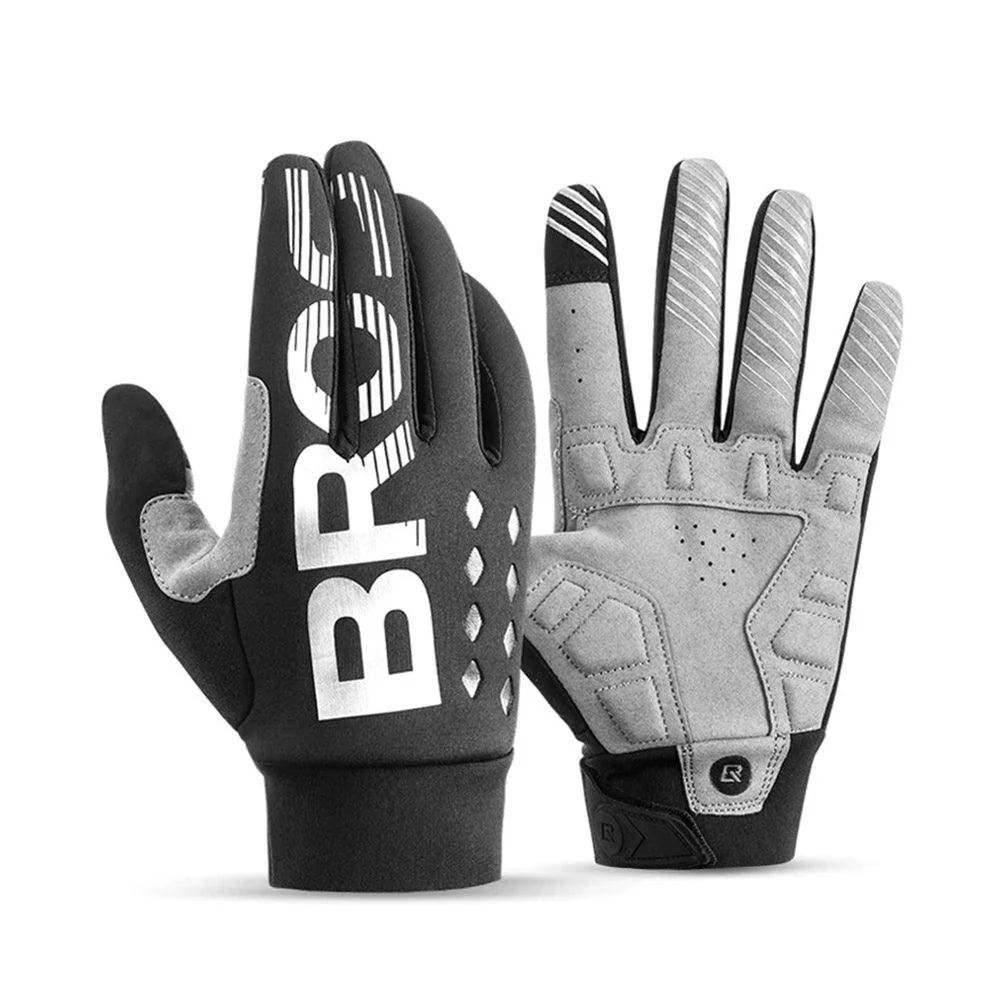 Gants Vélo Cycliste BROC - Coupe-Vent - Doigt Tactile - Noir/Gris