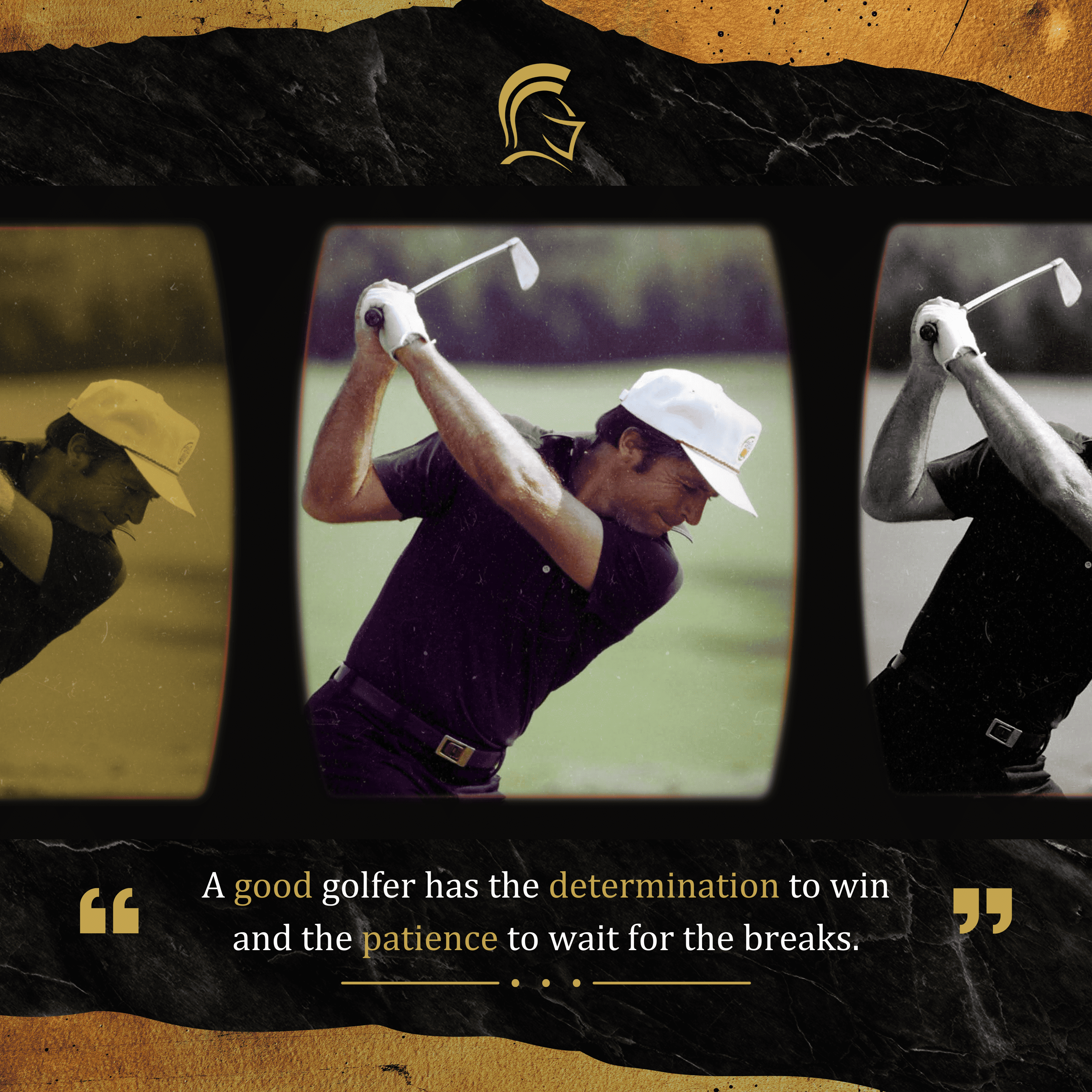 Gary Player quote graphic - A good golfer has determination to win