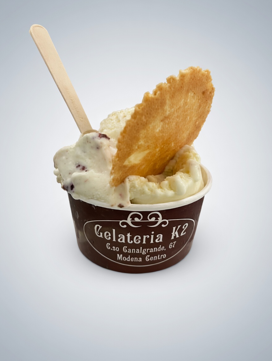 Cream gelato with wafer
