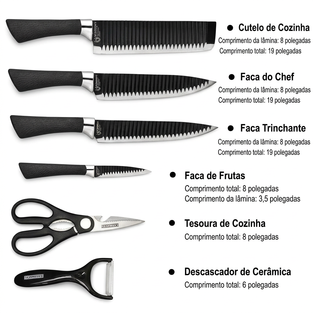 Kit completo com descricao de cada peca