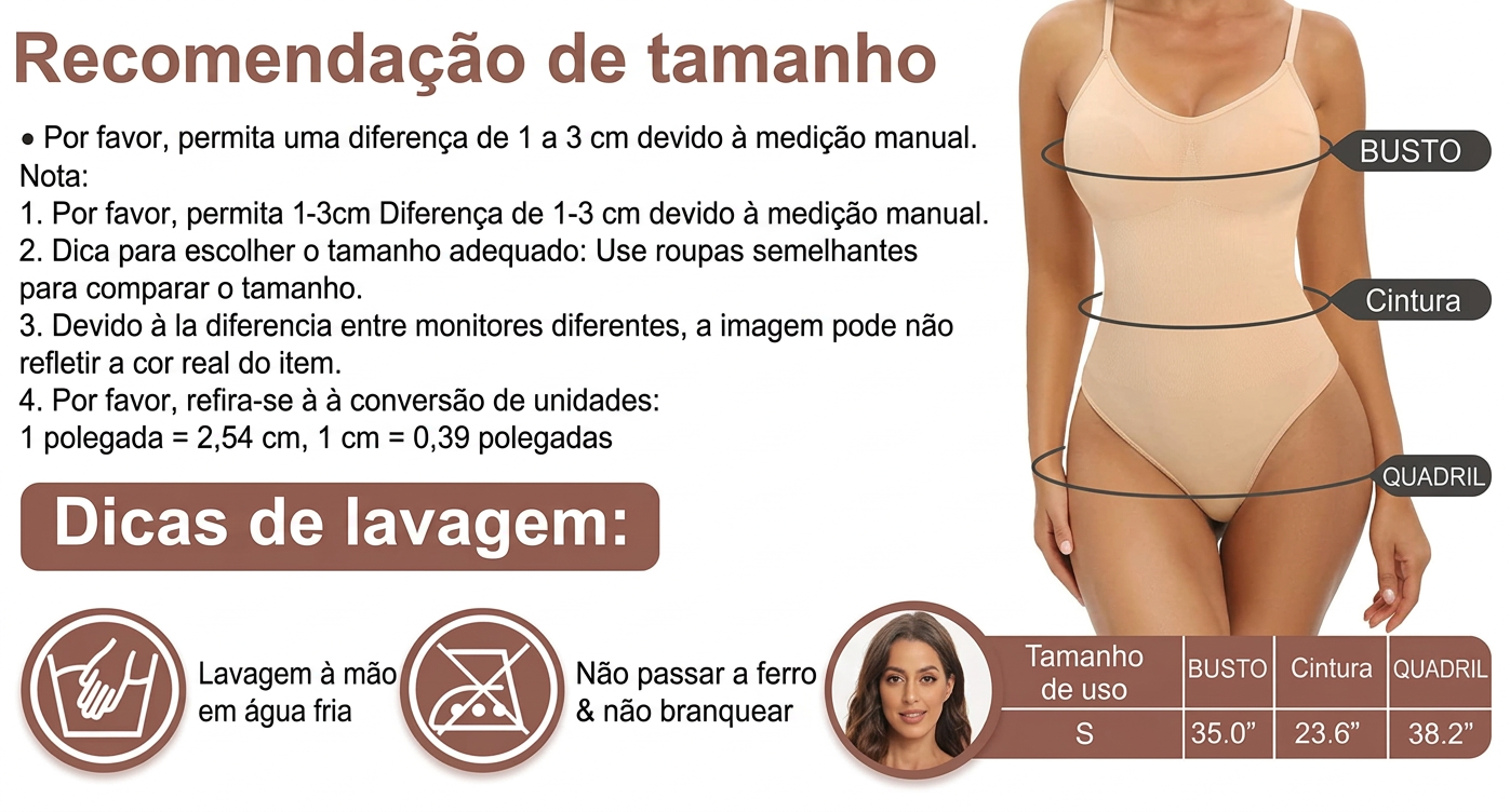 Recomendacao de Tamanho e Dicas de Lavagem
