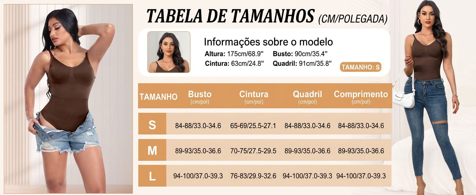 Tabela de Tamanhos - Body Modelador