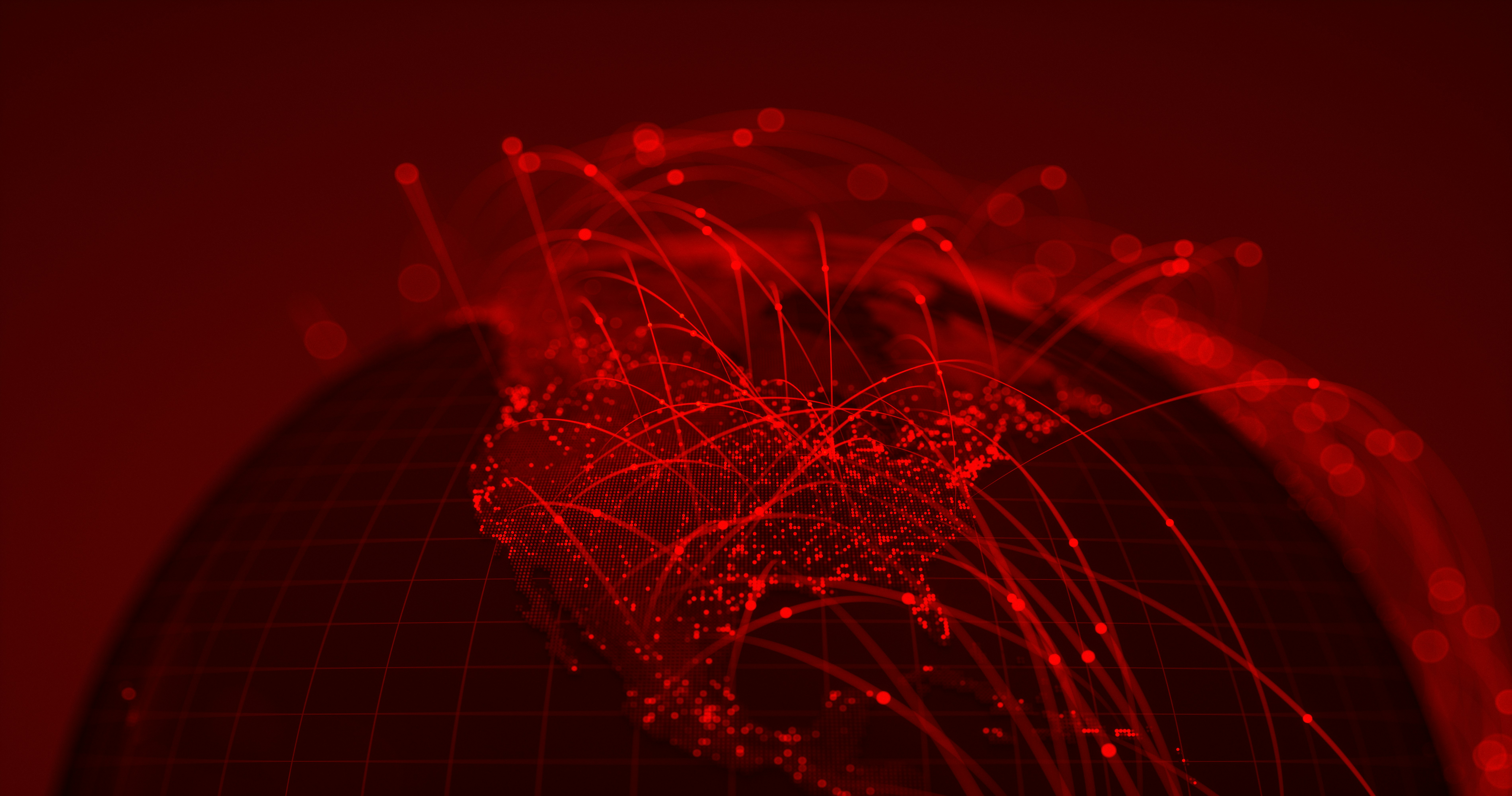 Abstract red geopolitical network visualization