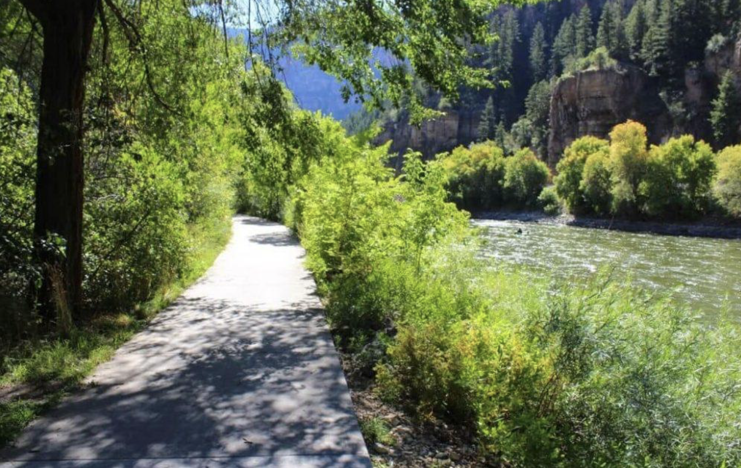 Scenic river path in Glenwood Canyon
