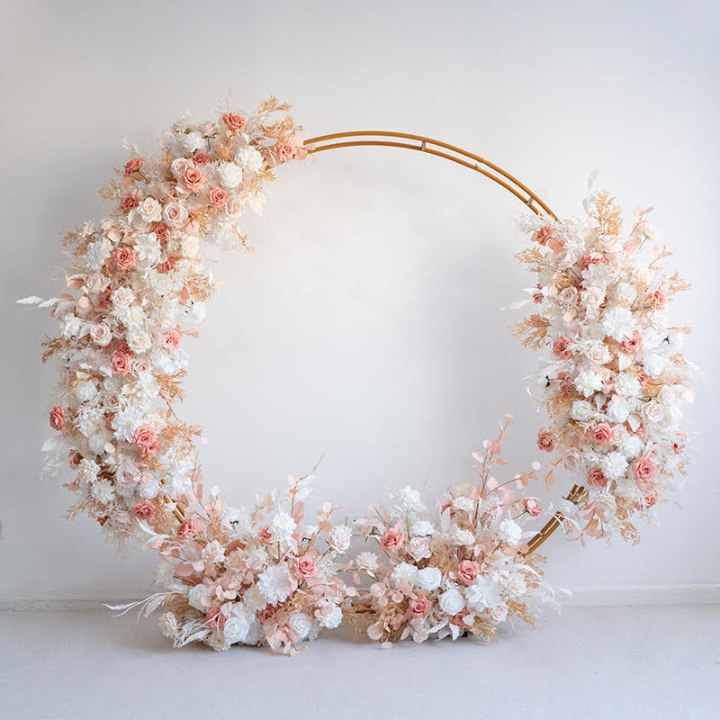 Golden halo circular floral arch