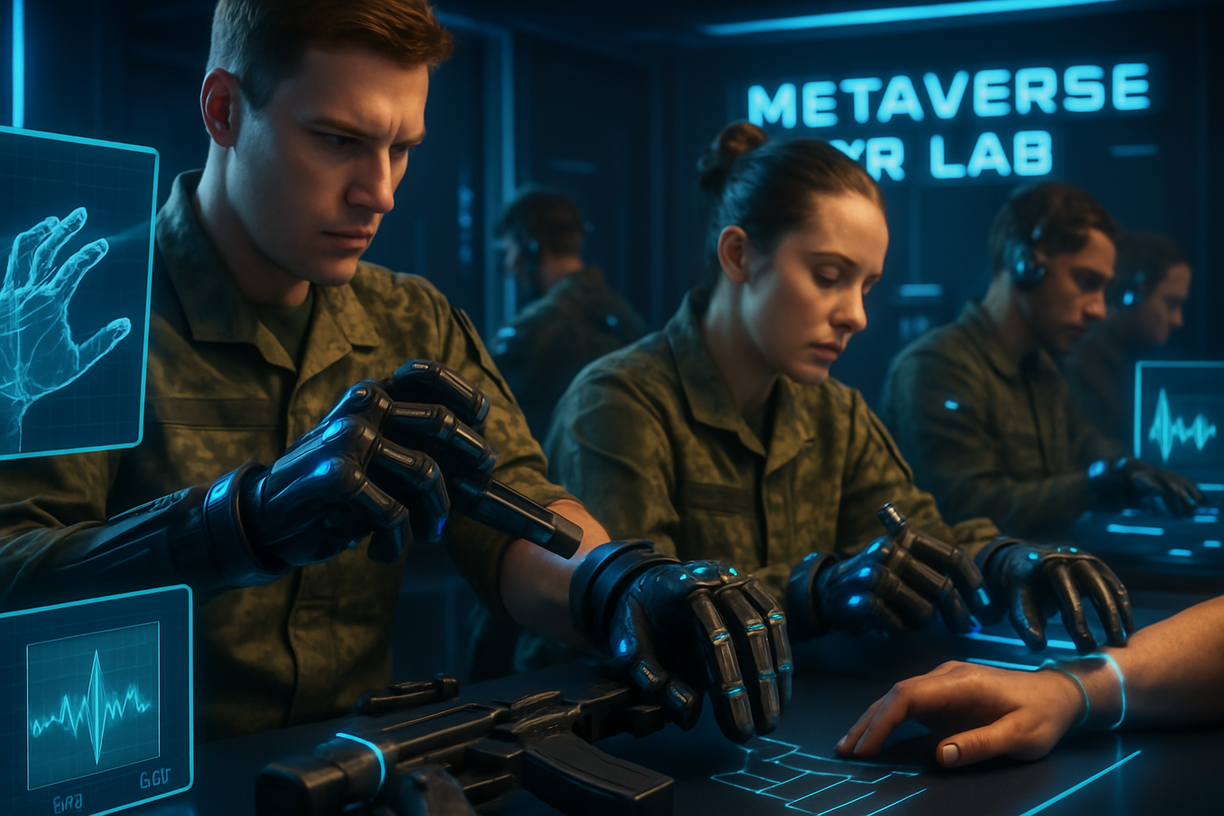Military personnel training with haptic gloves