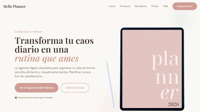 Proyecto web Hello Planner - E-commerce / Producto Digital