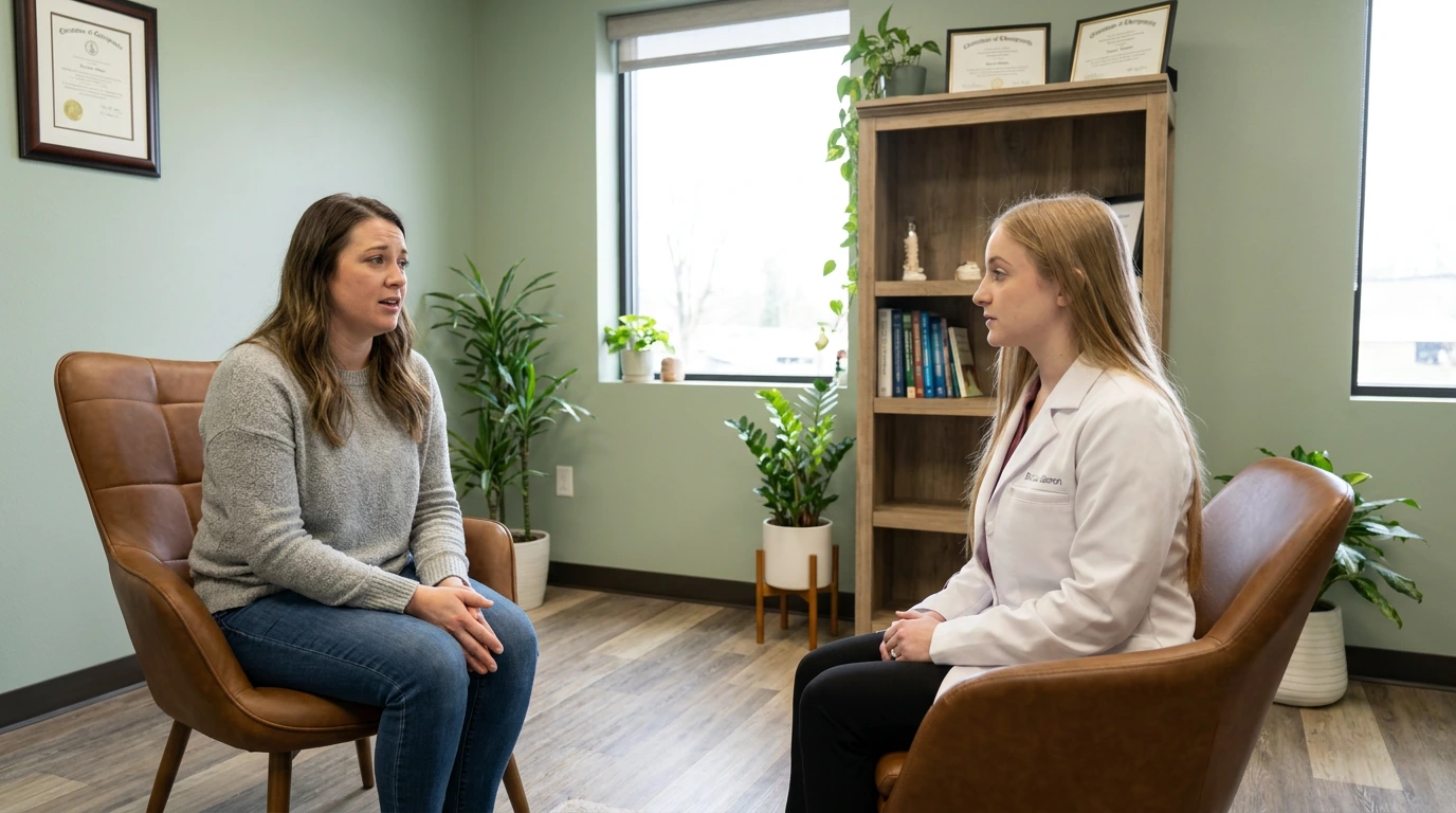 Peaceful patient receiving holistic treatment for anxiety and depression