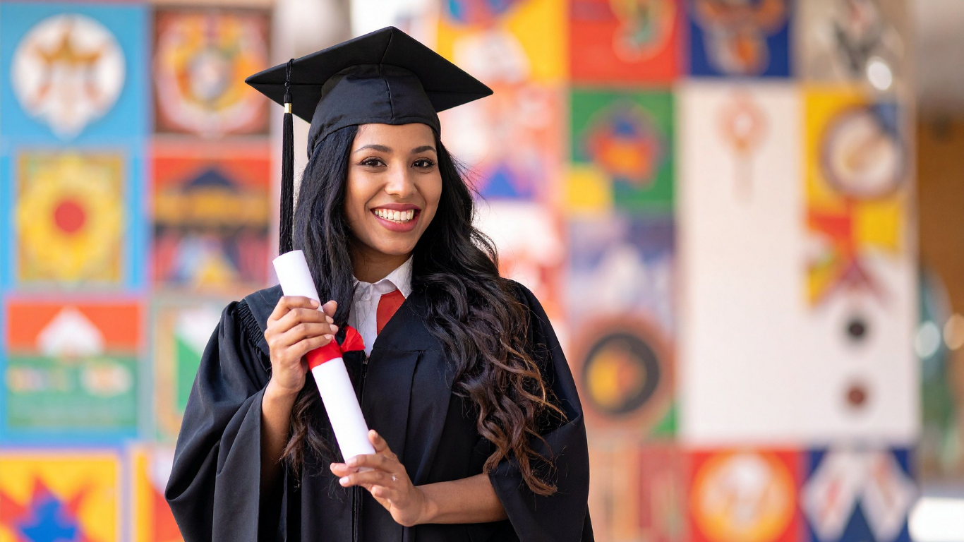 Graduate holding a diploma