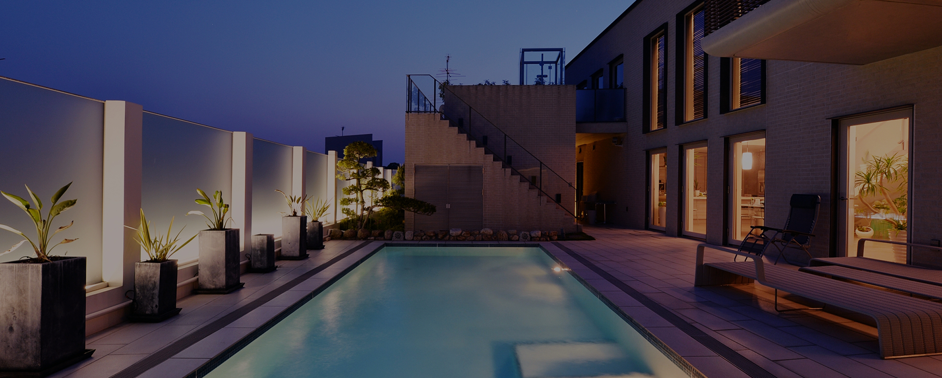 Luxury hotel pool at night