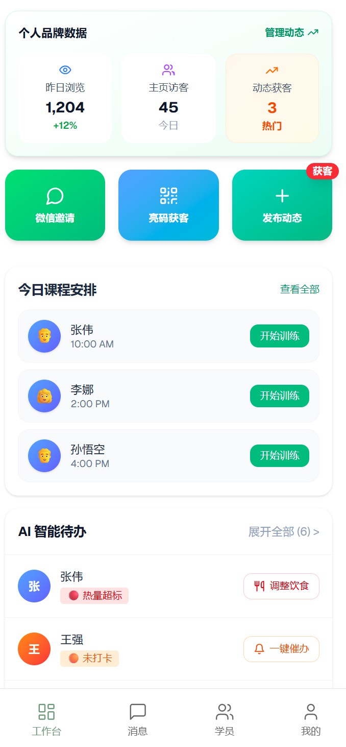 MiniPlus coach dashboard