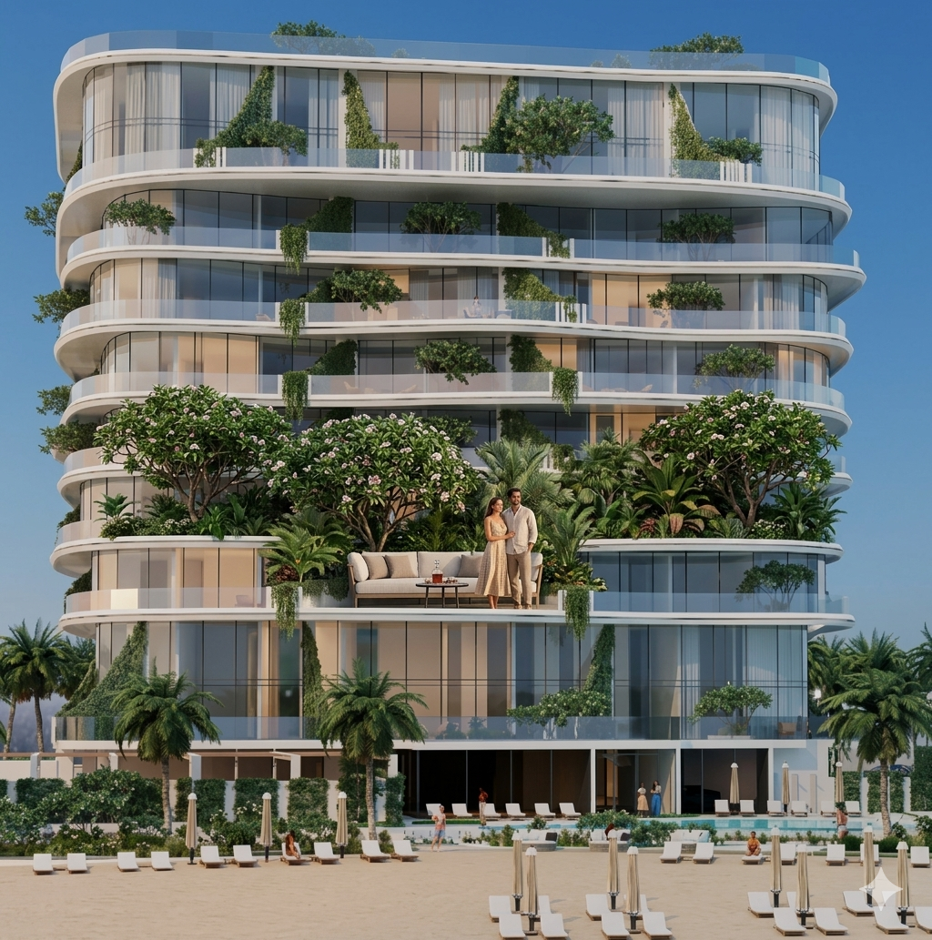 Modern beachfront high-rise building