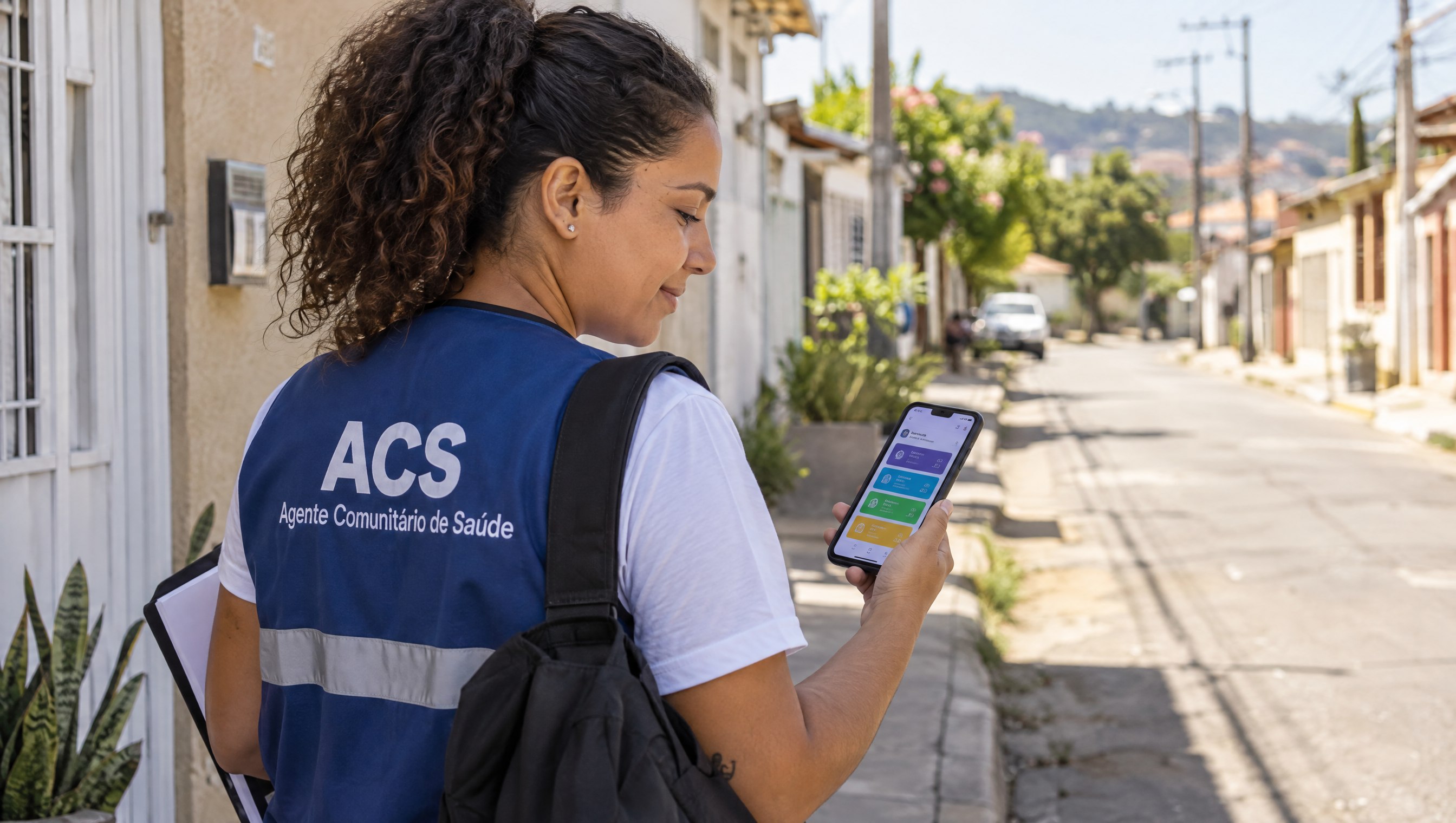 ACS em campo consultando o Pontua 360 no celular