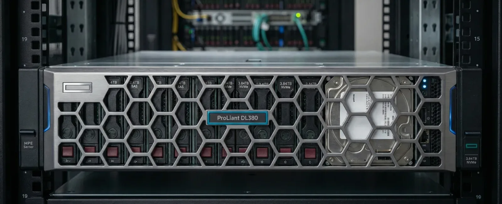 Home HPE ProLiant DL380 enterprise server in rack