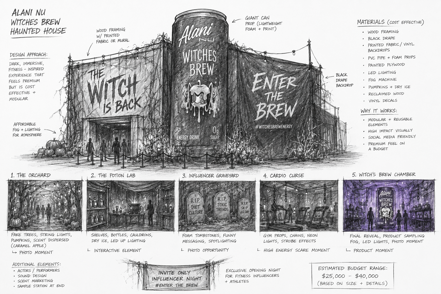 Witches Brew haunted house concept sketch