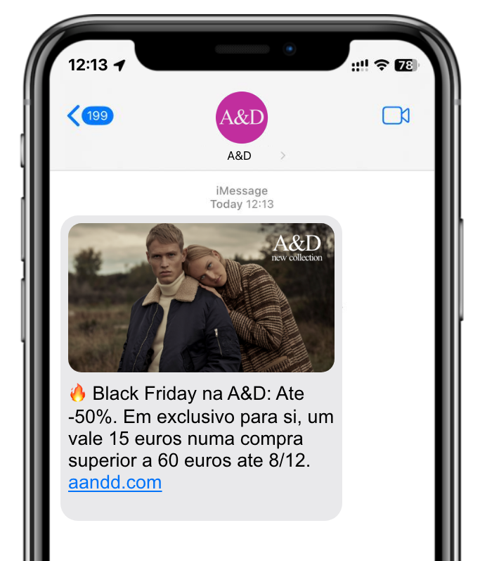 iMessage marketing message example