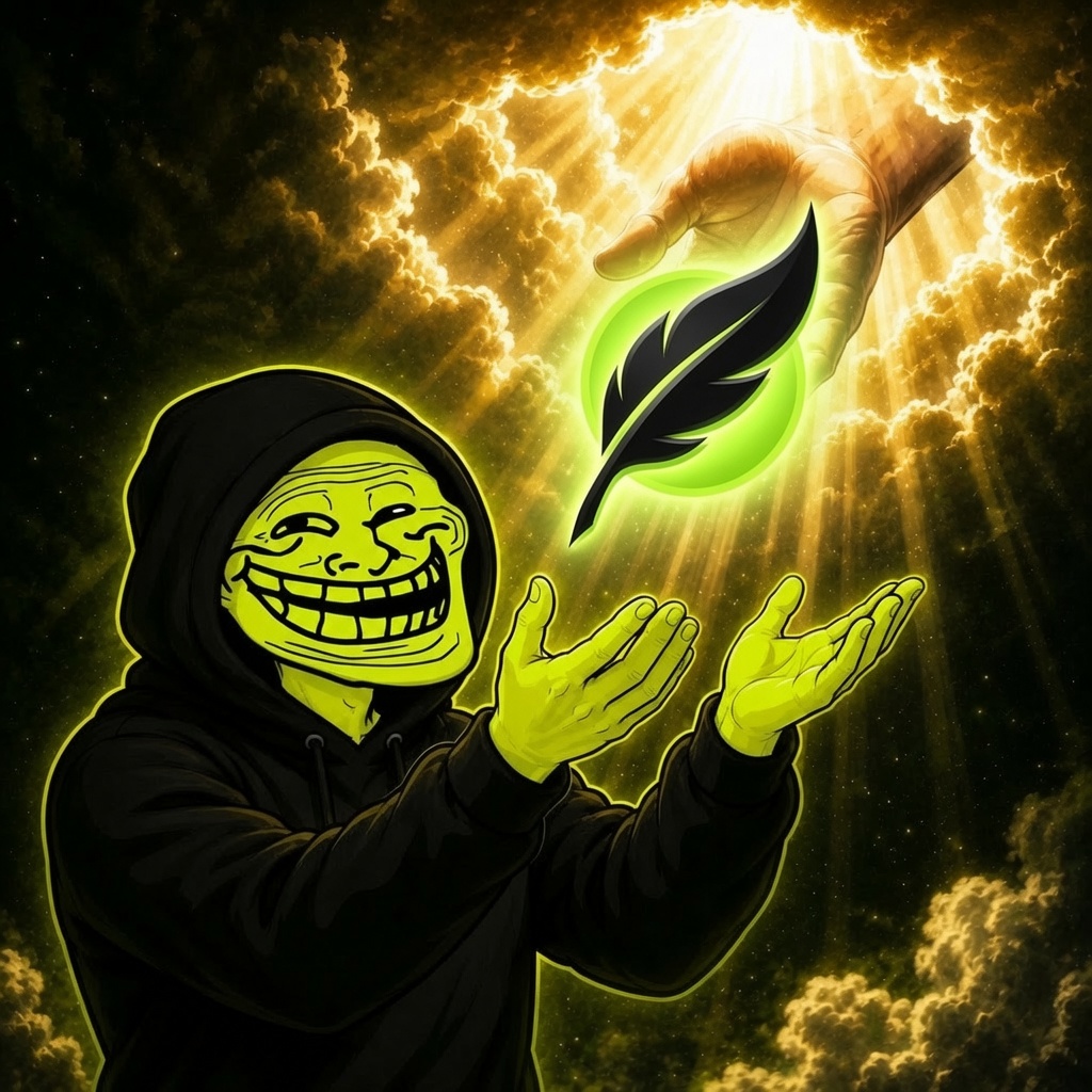 HOODTROLL reaching toward divine light